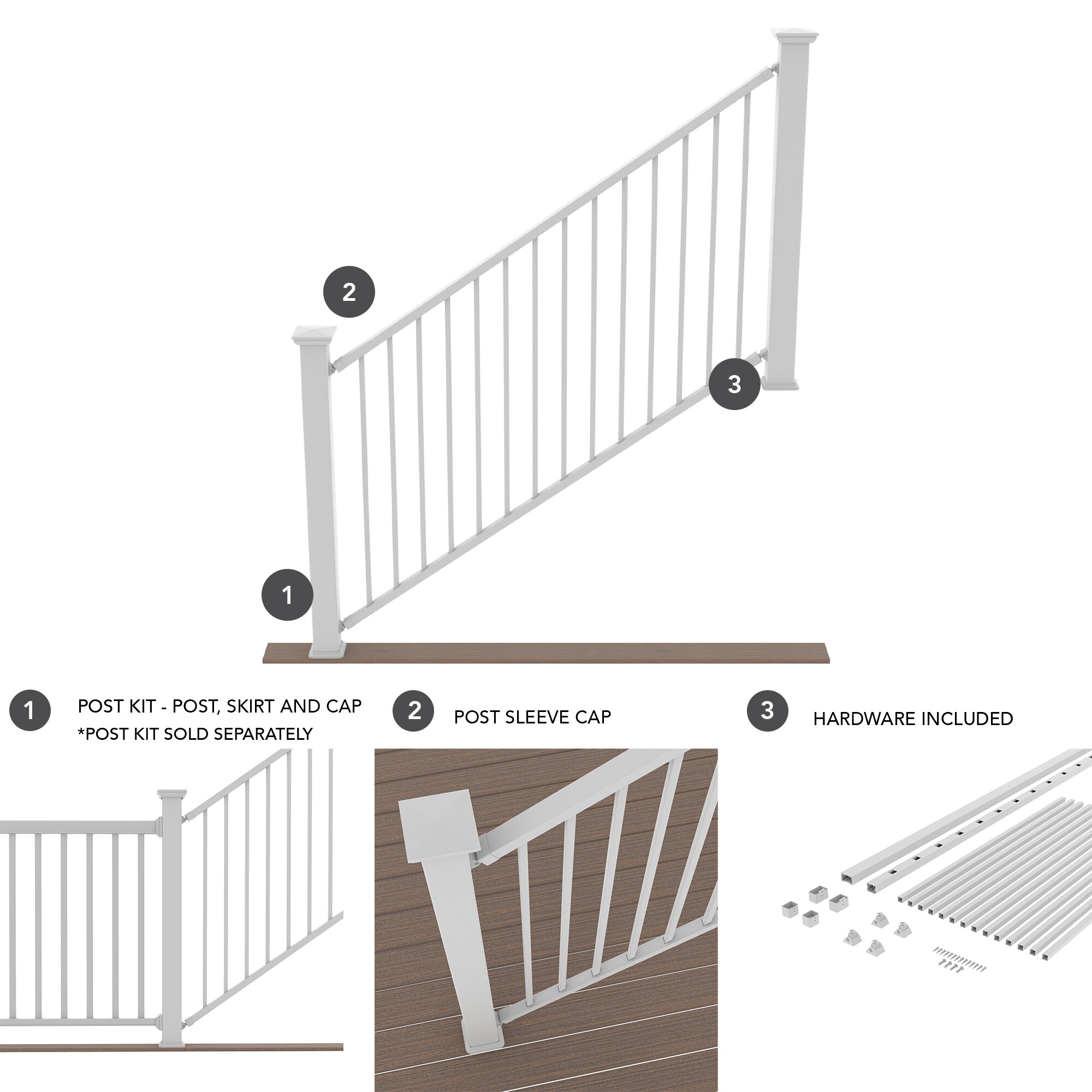 Deckorators Grab And Go 6 Ft X 2 75 In X 42 In White Composite Deck   65441193 