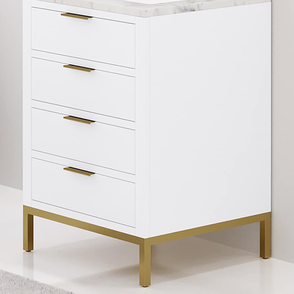 Pure White 24'' Single Sink Vanity with Carrara Marble Top