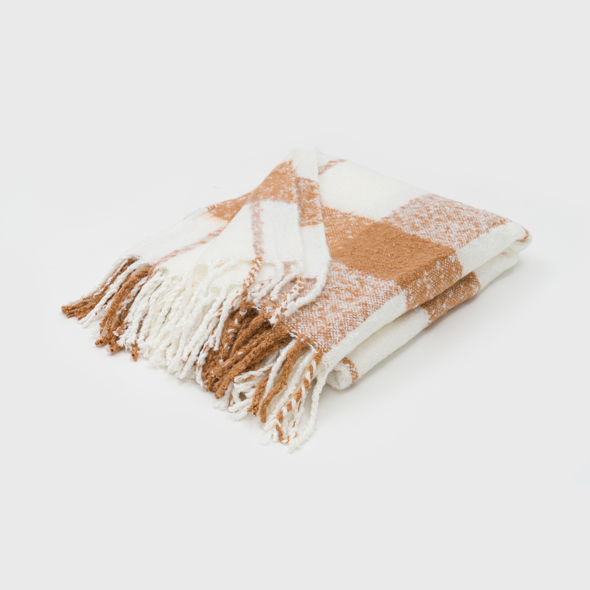 EVERGRACE EG7104772 Cortes Plaid Glazed Ginger 50-in x 60-in Acrylic Throw