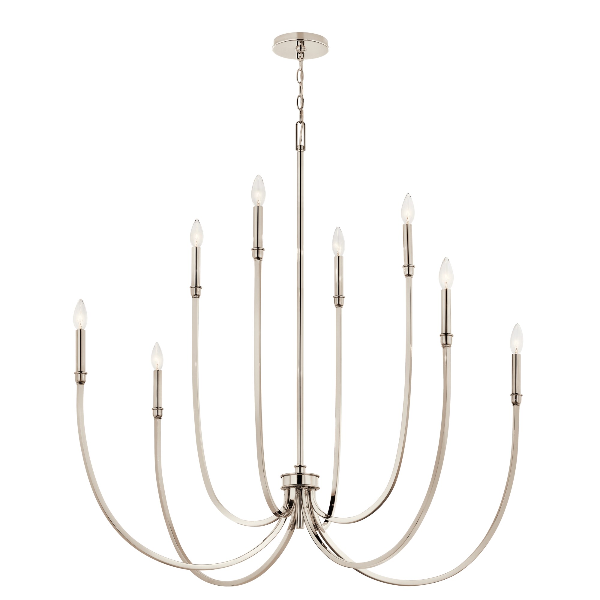 Kichler 52699PN Malene 8 -Light Nickel Traditional Bare bulb For Use in Bedrooms, Dining Rooms, Foyers, Kitchens, Living Rooms Chandelier