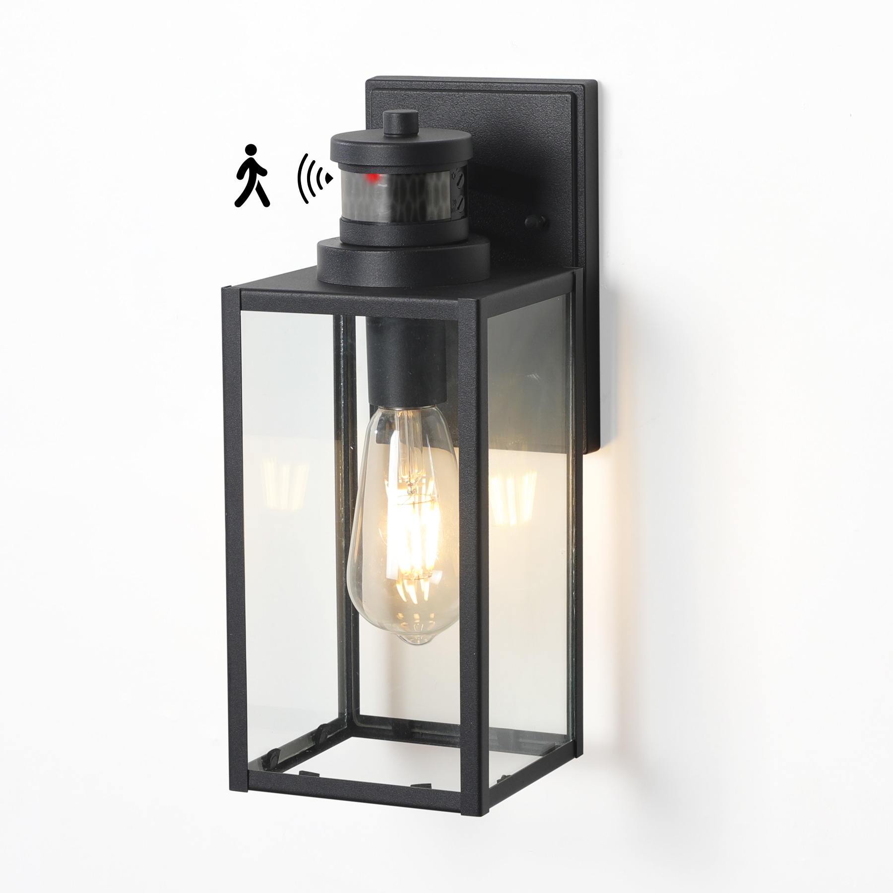 Flynama WL-BD-3-6 Outdoor Wall Lights 1 -Light 12.6-in H Matte Black Hardwired Motion Sensor Outdoor Wall Light
