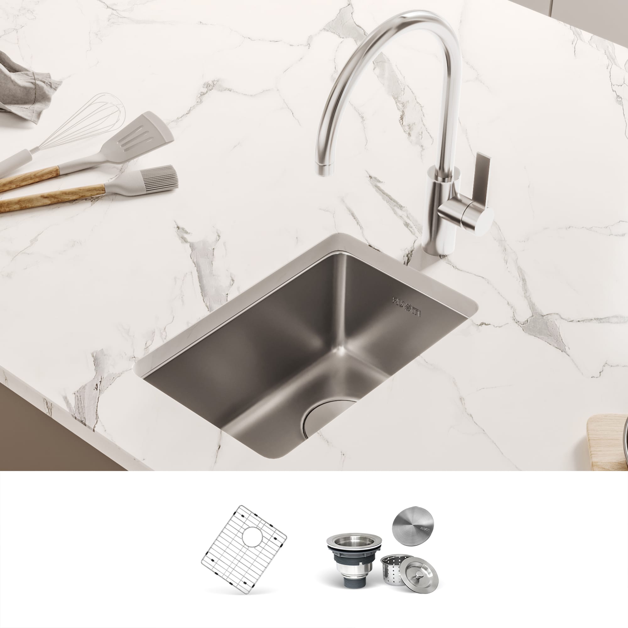 Ruvati RVM5912 Modena 12-in L x 17.75-in W Stainless steel Undermount Commercial/Residential Bar Sink