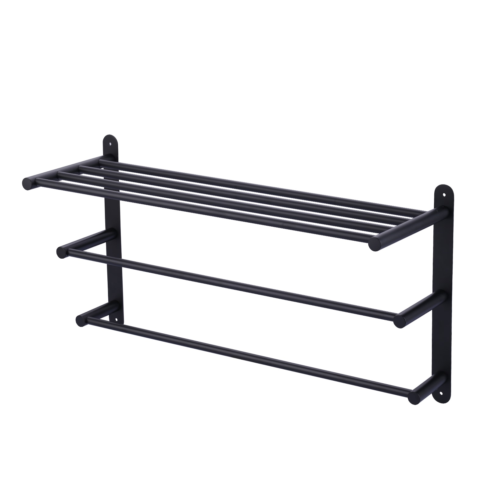 WOWOW 4050201B 24-in double Matte Black Wall mount Double Towel Bar