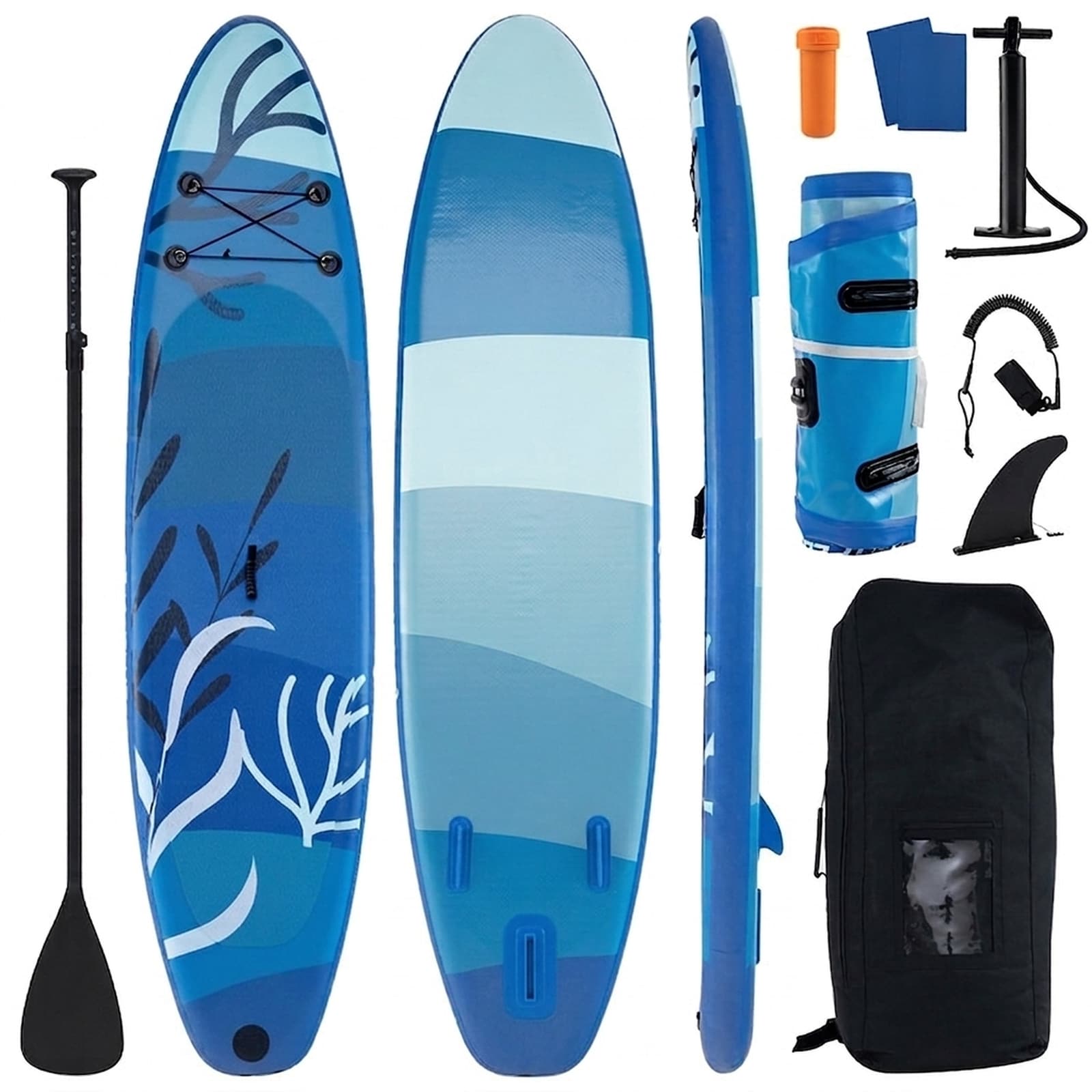 SUGIFT 11-ft Inflatable Stand Up Paddle Board 350-lb SUP Board with 5 D-Rings Safety Leash Adjustable Aluminum Paddle 5-Min Quick Pump and Backpack for Surf Yoga