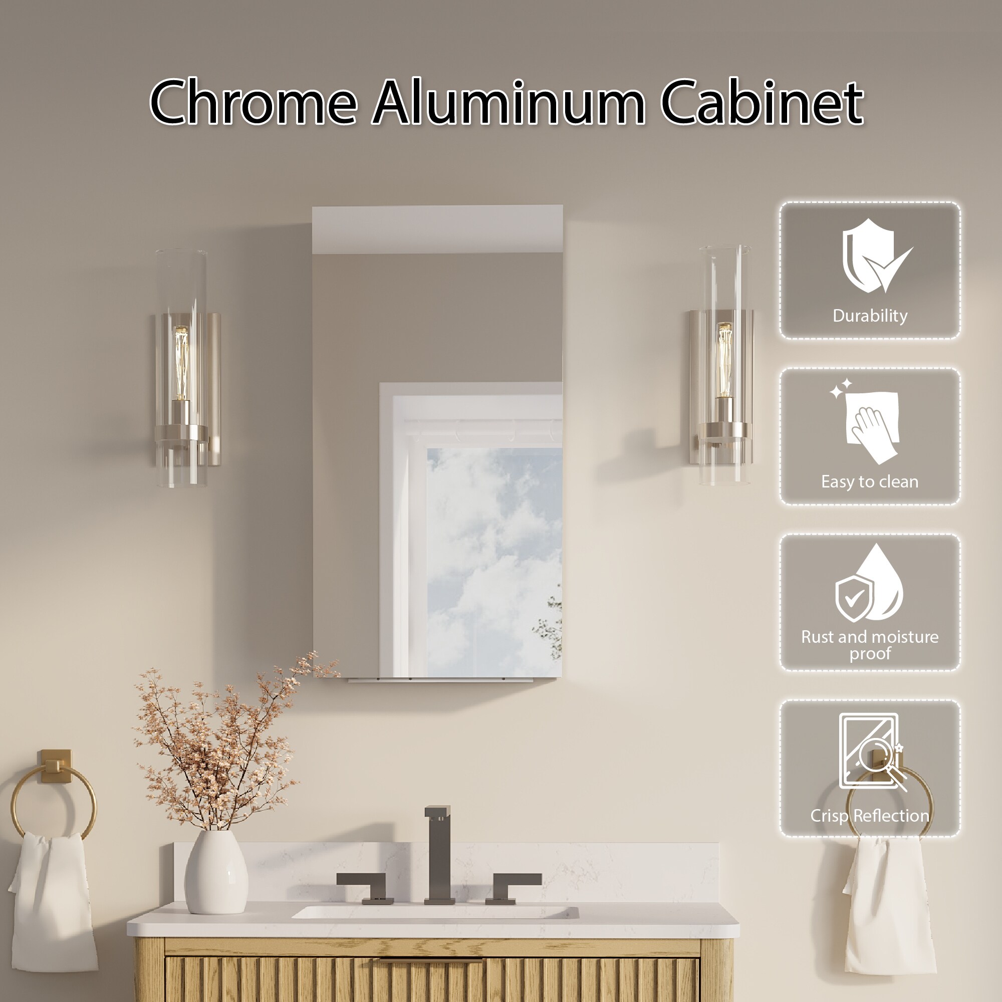 WELLFOR BTZ8036CA Bathroom-Medicine-Cabinets - View #3