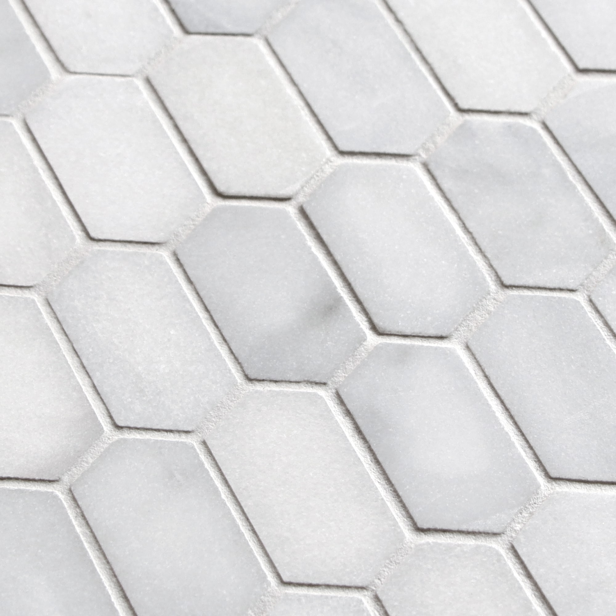 12" x 10" White Carrara Marble Hexagonal Mosaic Tile
