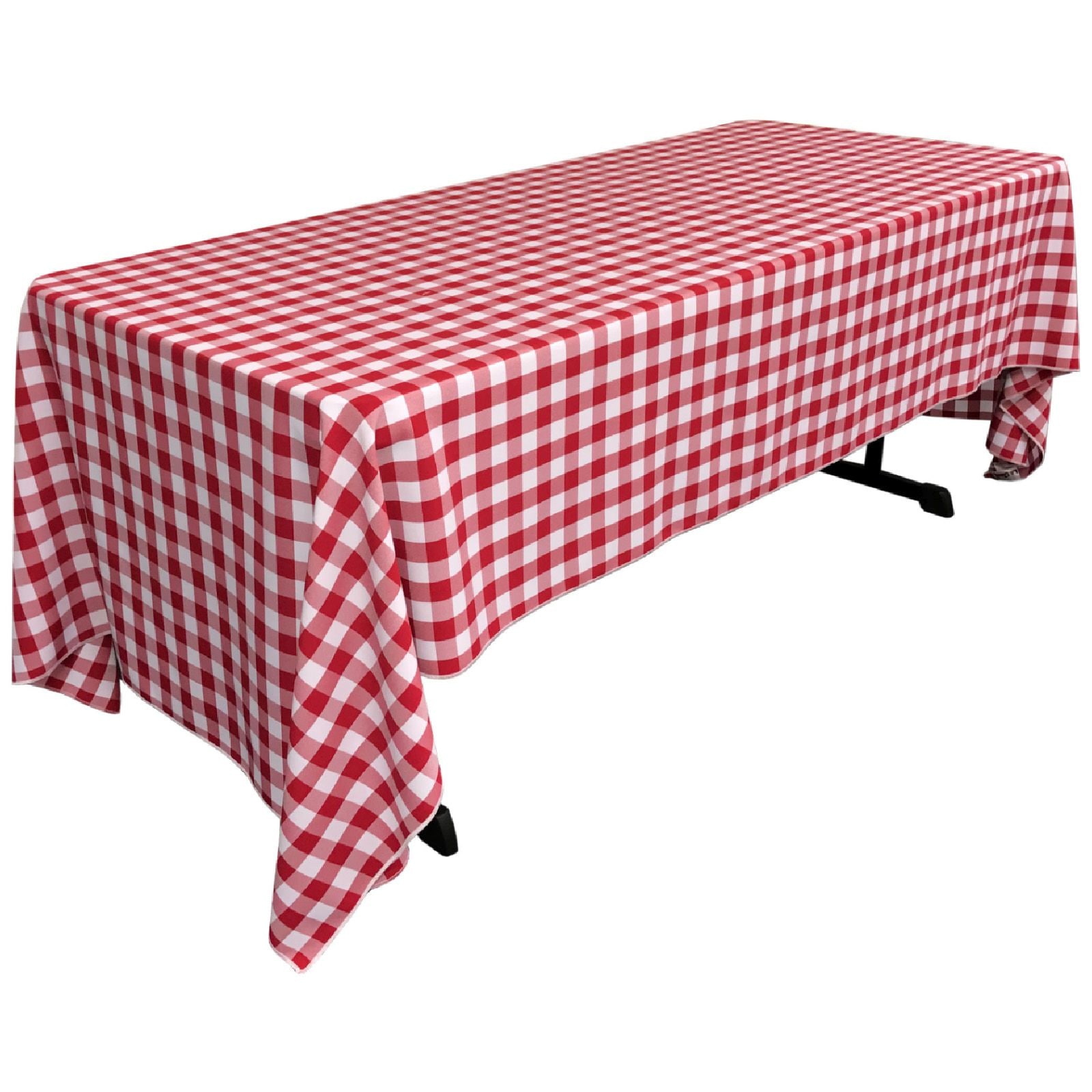Slickblue Kitchen Dining Room Gingham Checkered Rectangular Tablecloth Polyester Table Cover for 6 ft or 8 ft Banquet Table Multiple Size and Color Options