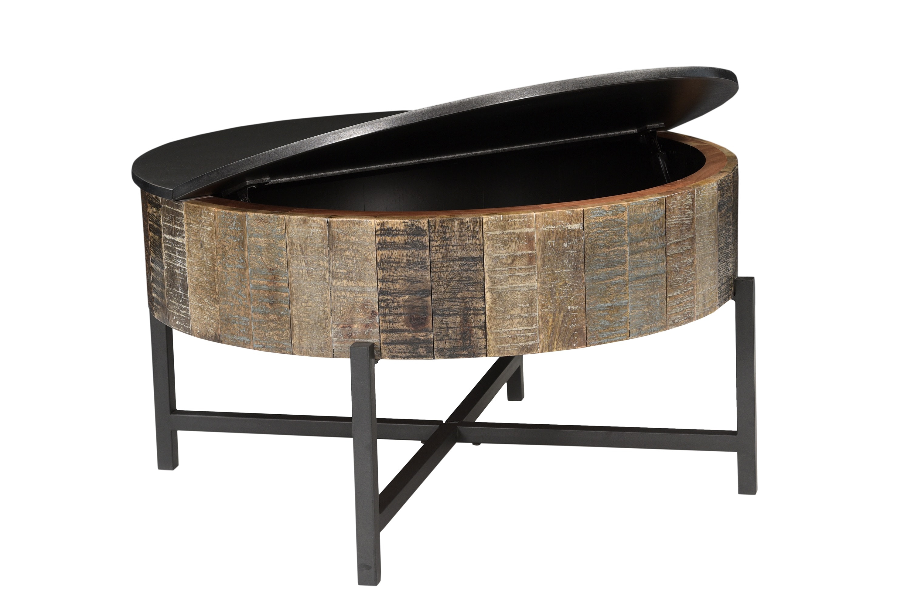 Galaxy 601955552356 T1216 Black Mango Wood Modern Coffee Table with Storage