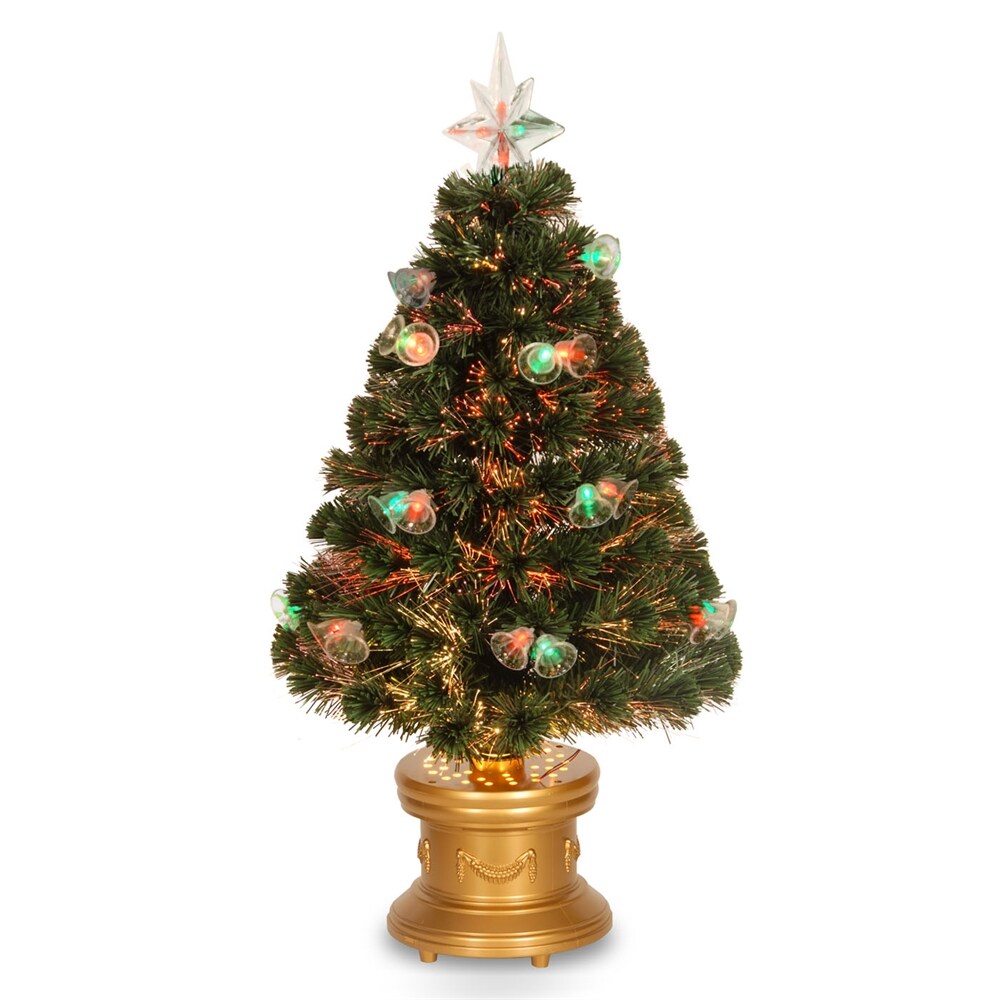 National Tree Company SZFX7-165L-36 3.0-Feet Pre-lit Artificial Christmas Tree with Color Changing LED Lights