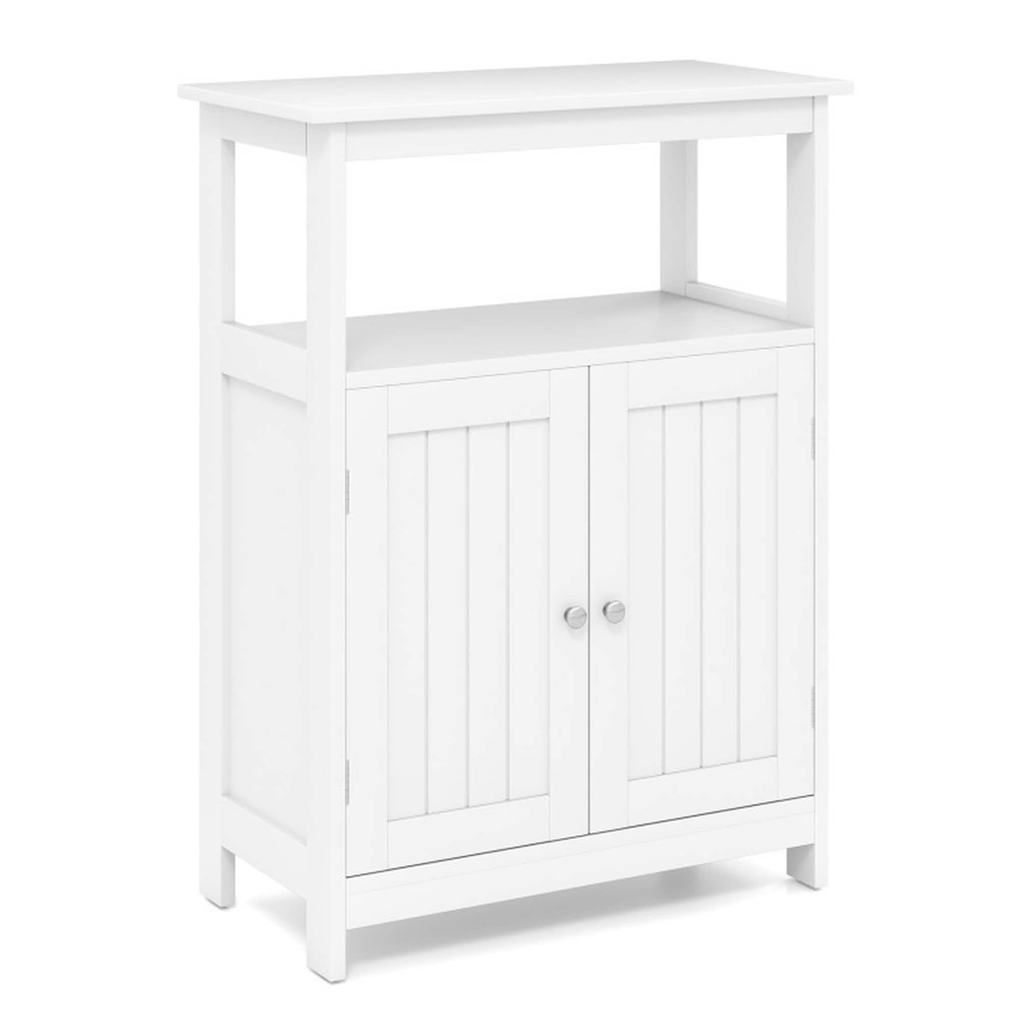 Boyel Living Bathroom Floor Cabinet Freestanding Storage Organizer with Open Compartment - White
