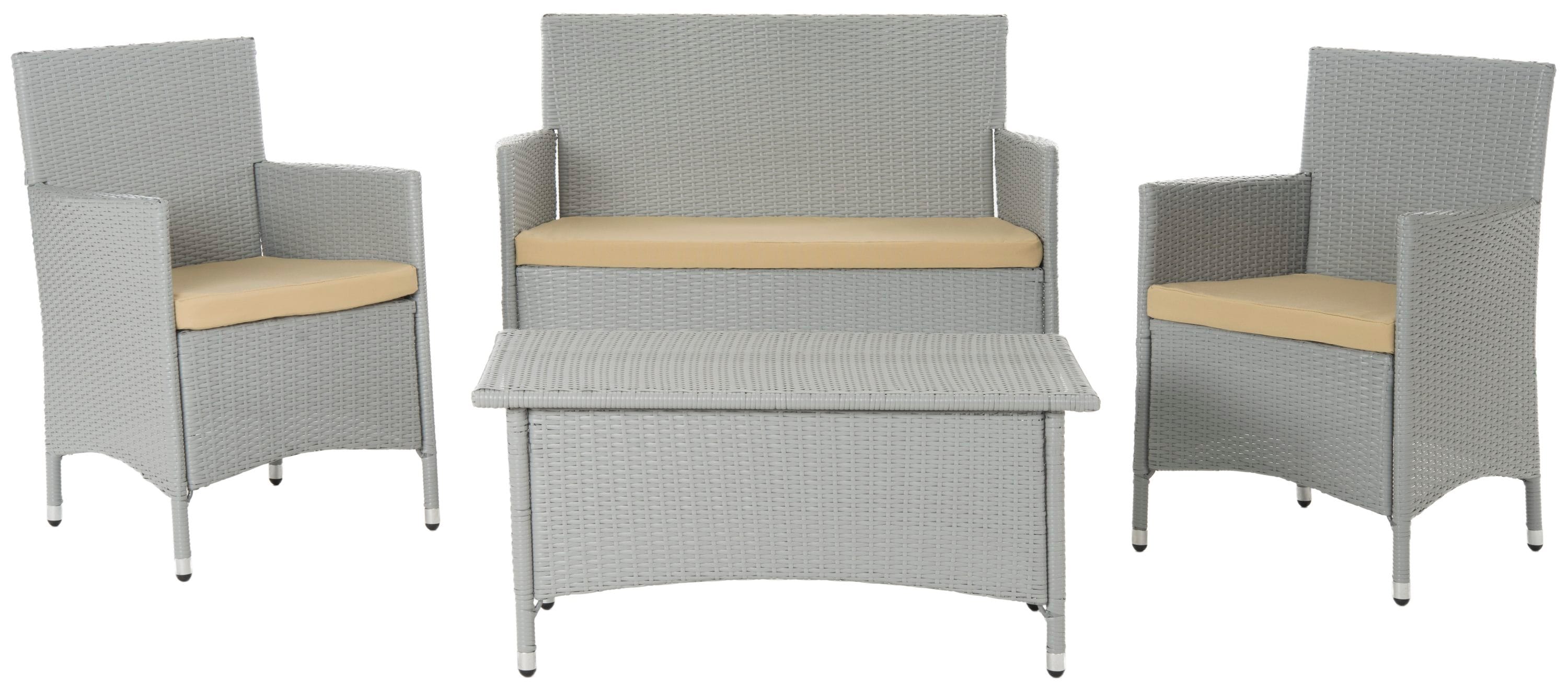 Safavieh FOX6005D Fox 4-Piece Patio Conversation Set