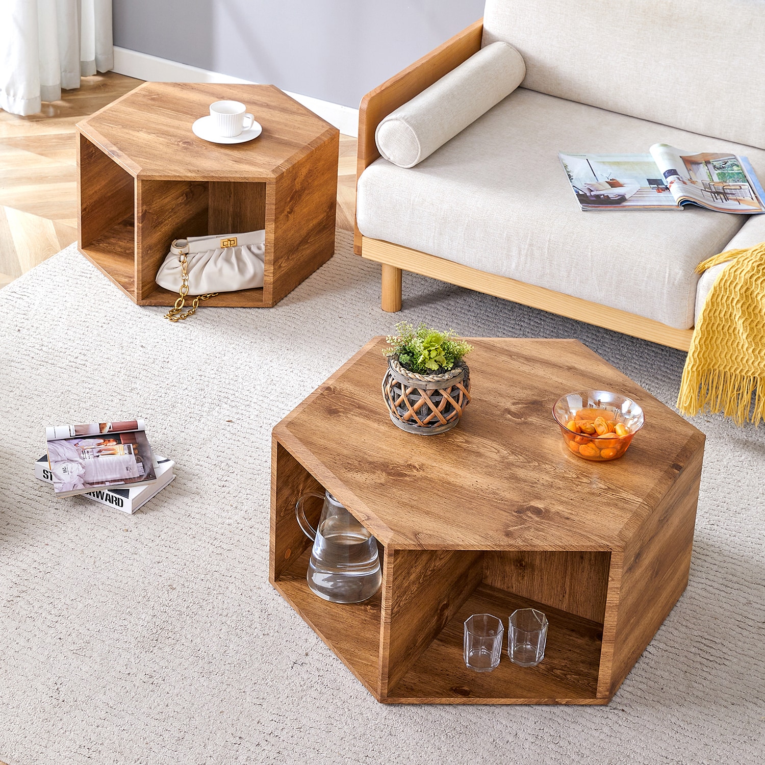 Mondawe MO-JV11151 Brown MDF Modern Coffee Table with Storage