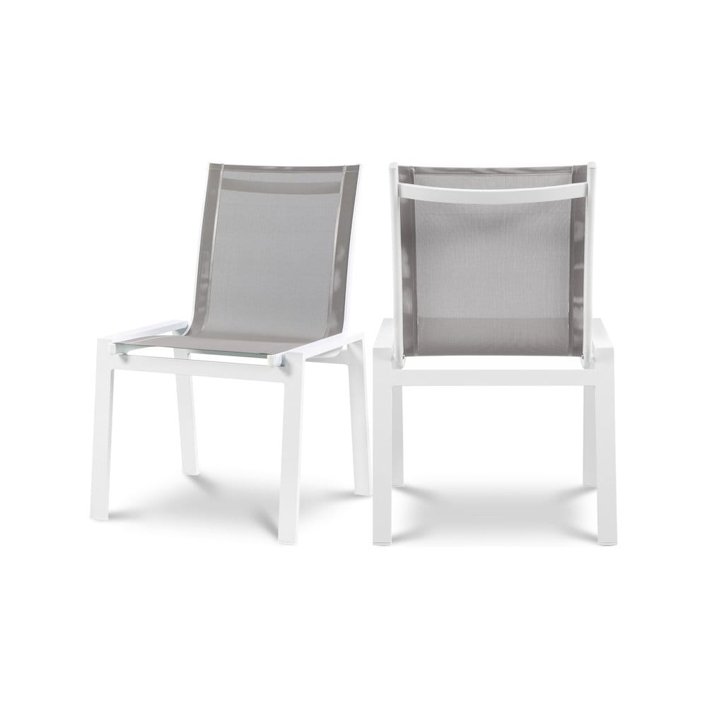 Meridian 368GREY-C Nizuc Grey Mesh Water Resistant Fabric Outdoor Patio Dining Chair Set of 2