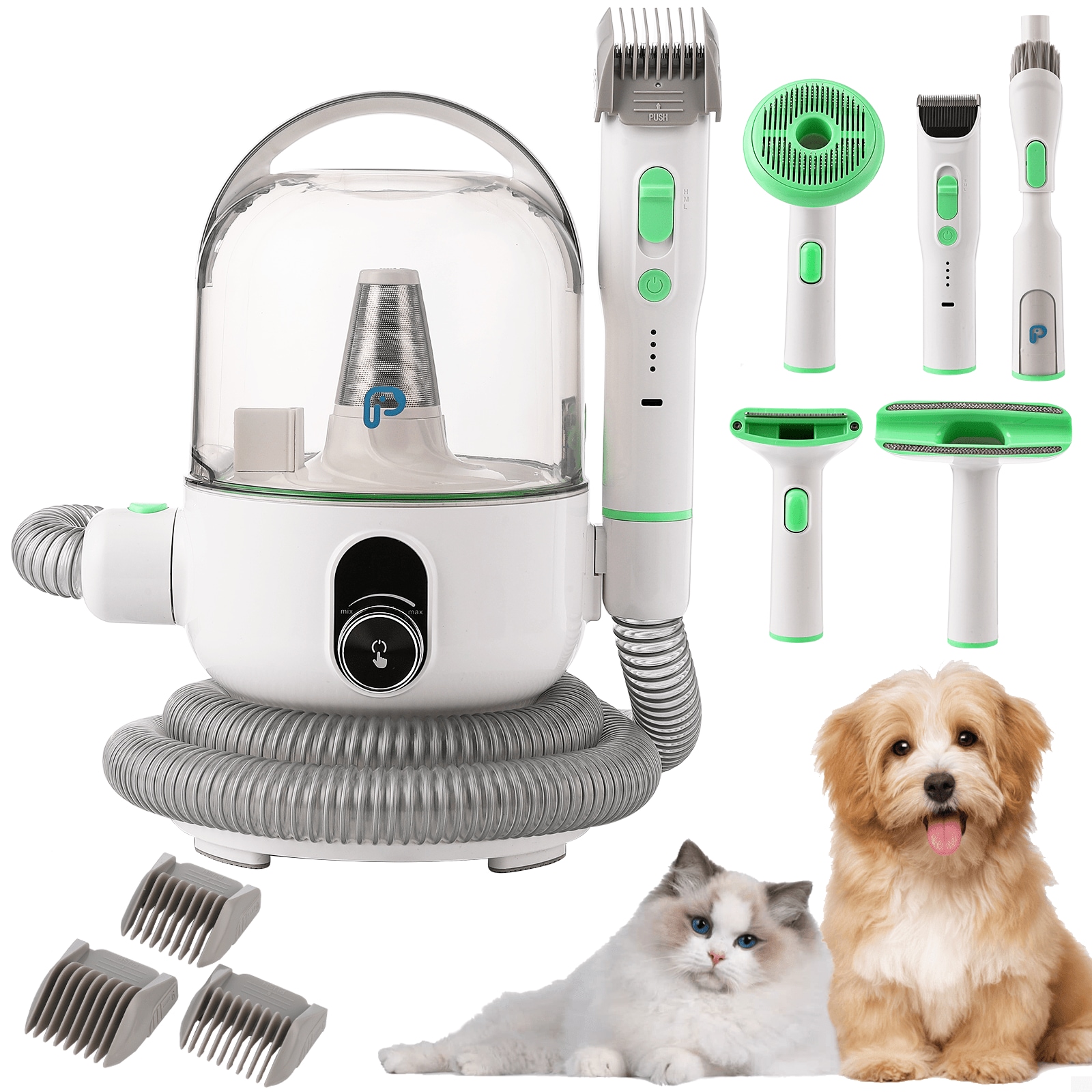 Qeetex LSHQQPHO-0Y50WBXK Dog Hair Vacuum Cleaner and Grooming Set 2L Dust Cup with 5 Grooming Tools High Suction Power Low Noise Light Green