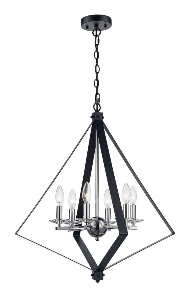 Lucid Lighting 11086 BK/PC 6 -Light Black + Polished Chrome Modern/contemporary Teardrop Medium Hanging Pendant light