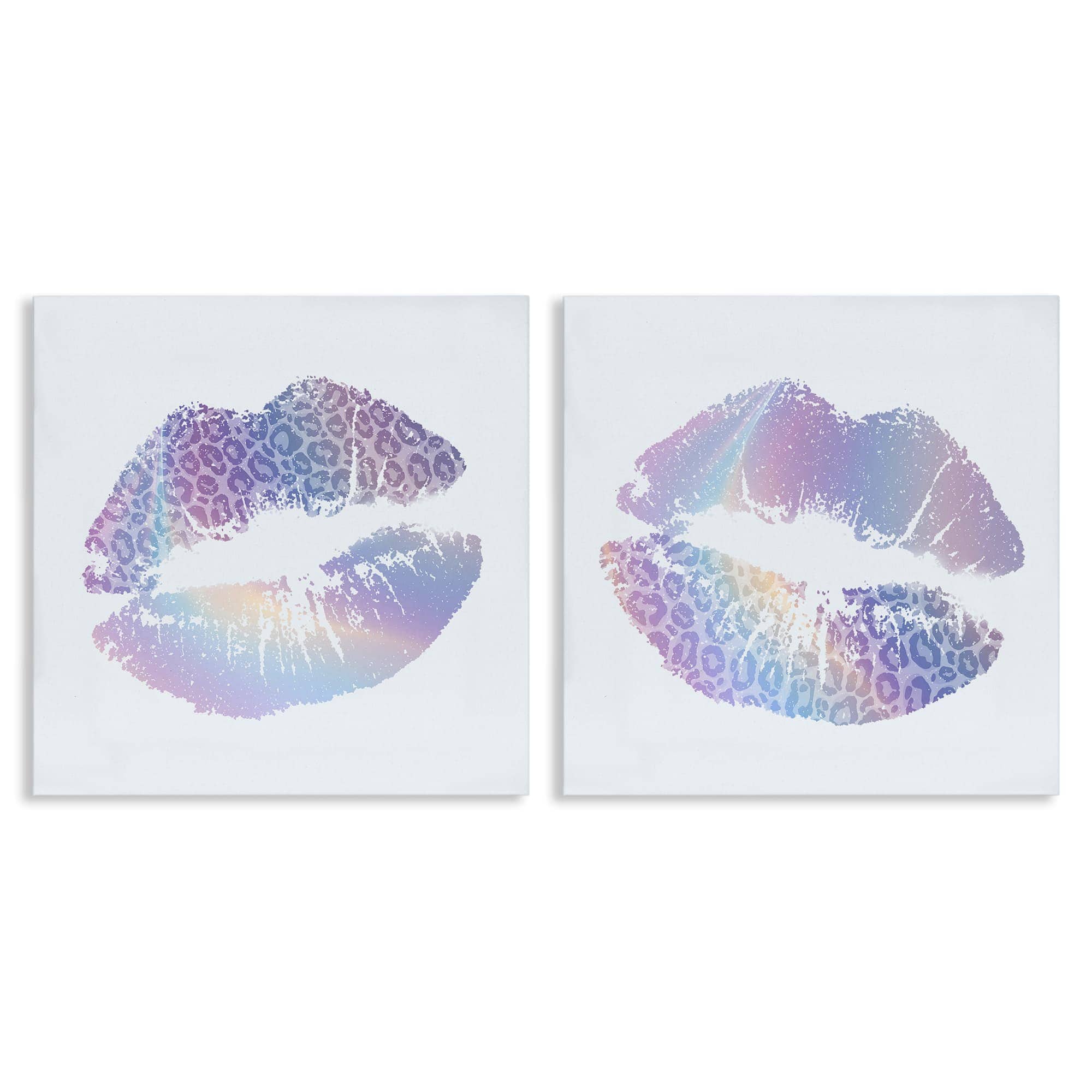 Stupell Industries B2-785-CN-2PC-24X24 Glam Leopard Pattern Lipstick 2pc Canvas Set design by Kim Allen