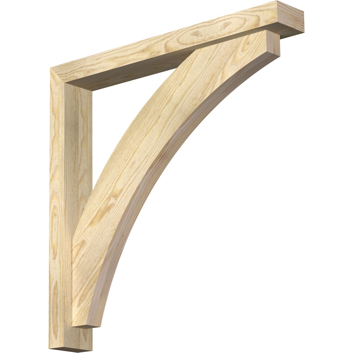Ekena Millwork 1464029 Thorton Block Rough Sawn Bracket with Offset Brace 4-in x 28-in x 28-in Douglas fir Brown Wood Standard bracket