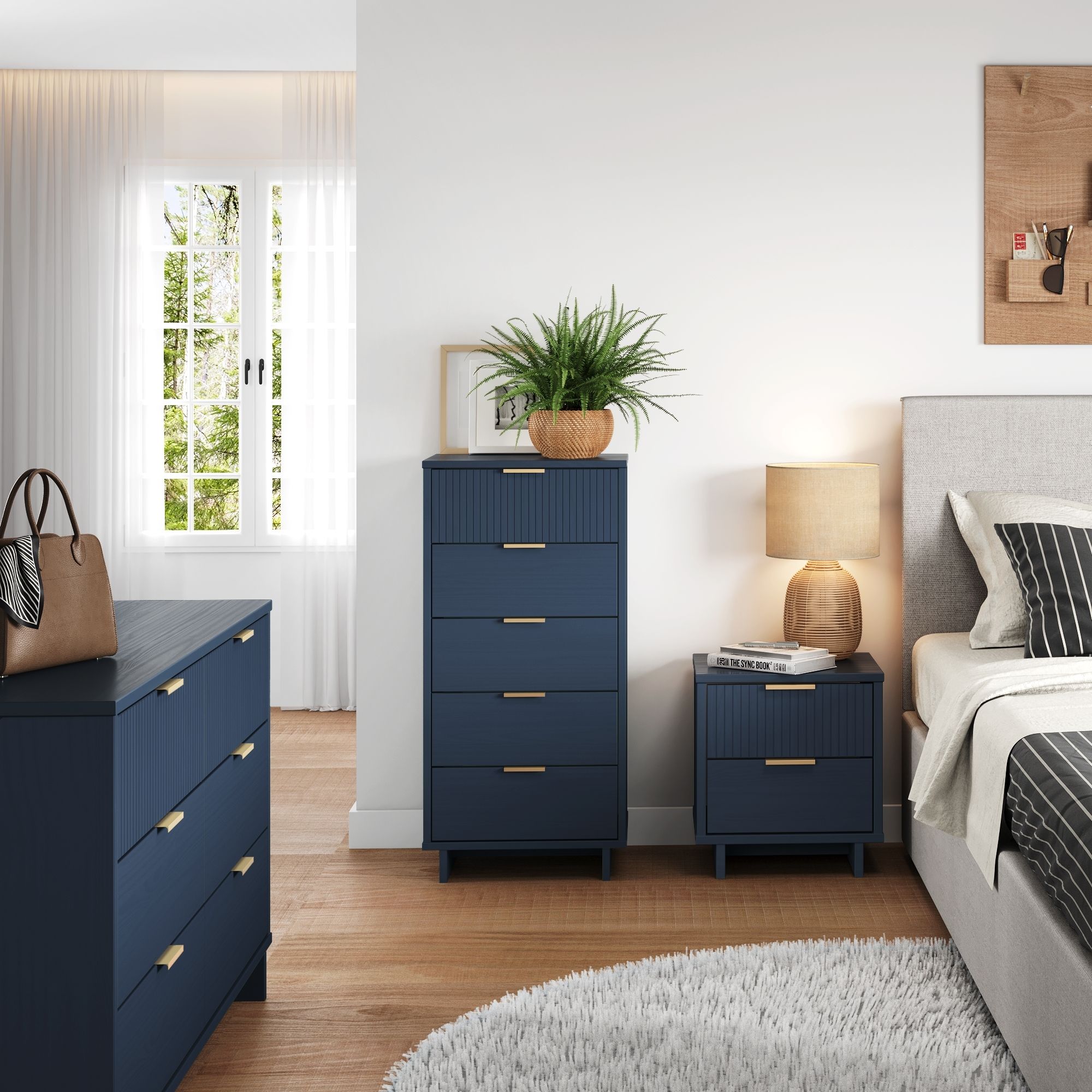 Manhattan Comfort GRAN074 Blue Full Bedroom Set