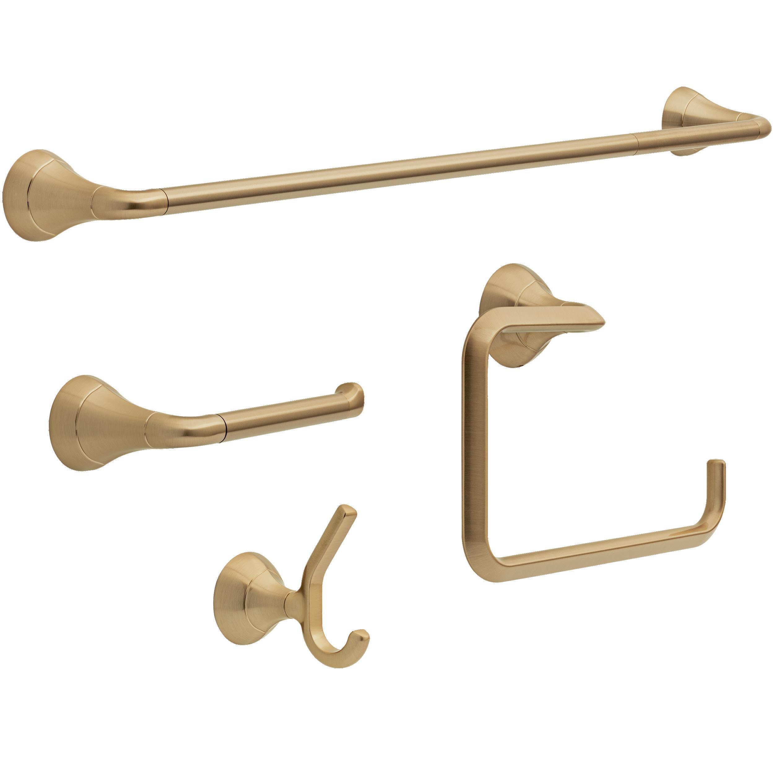 Delta 4-Piece Eldren Champagne Bronze Decorative Bathroom Hardware Set with  Toilet Paper Holder,Towel Ring and Robe Hook in the Decorative Bathroom  Hardware Sets department at