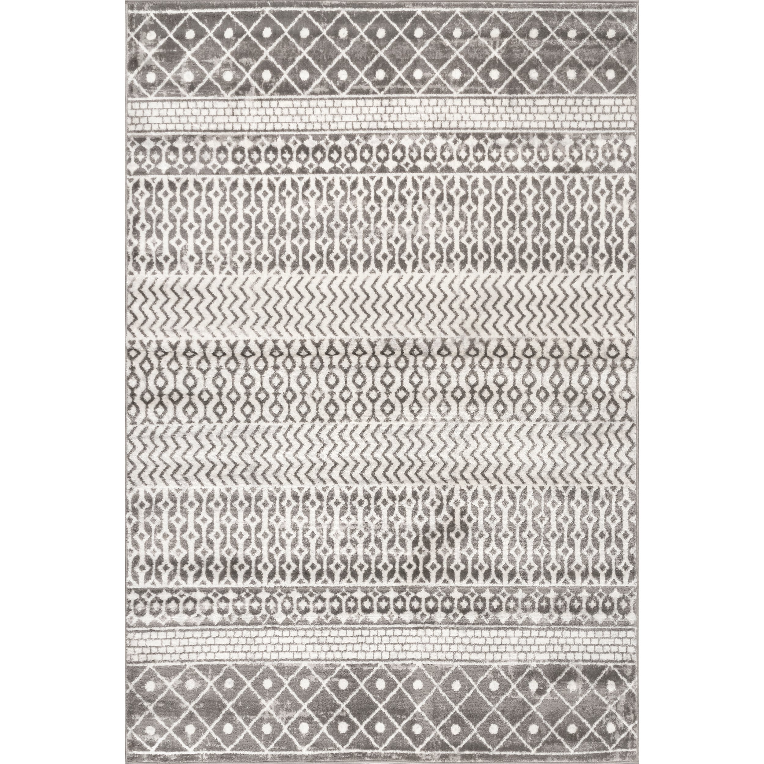 nuLOOM LPBL08A-2808 Campbell 2 x 8 (ft) Loomed Polypropylene Grey Rectangular Indoor Geometric Runner rug