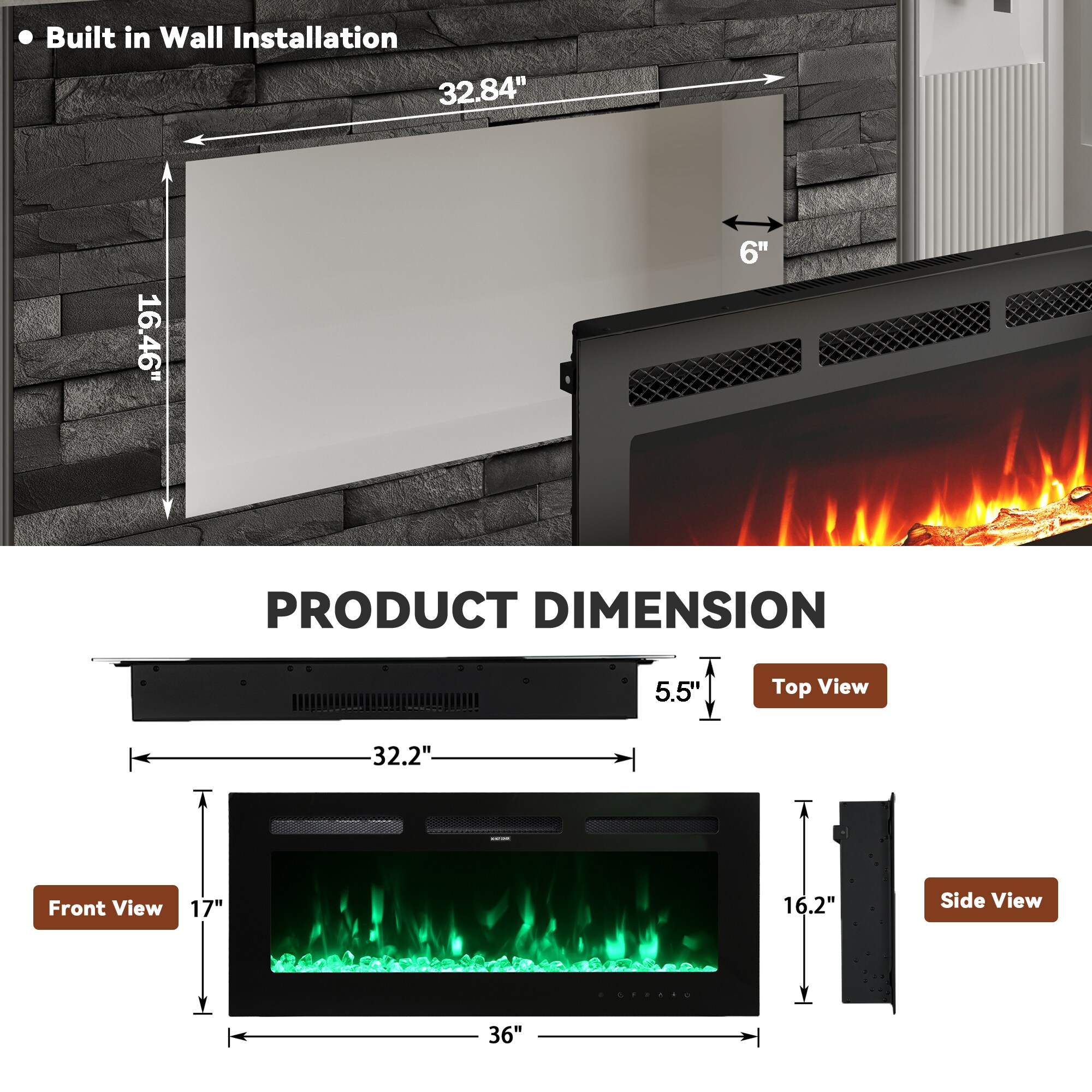Mondawe WF-ZHX-RFP-36 Electric-Fireplaces - View #10
