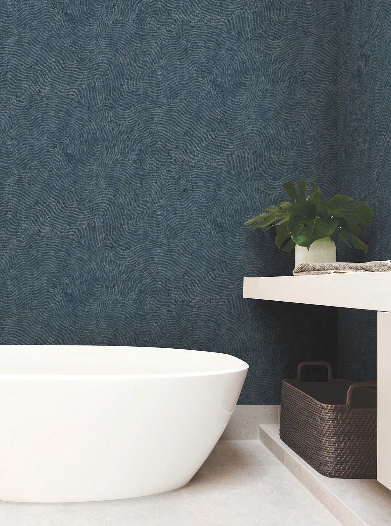 York Wallcoverings New Origins 60.8-sq ft Blue Non-woven Textured ...