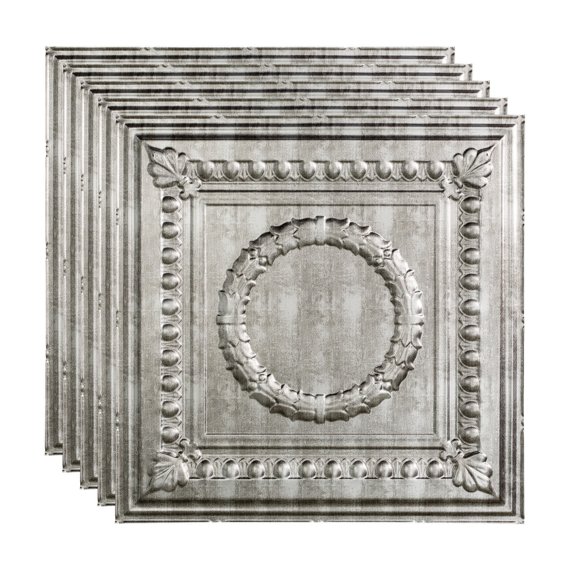 Fasade 2-ft x 2-ft Rosette Matte White PVC Drop Ceiling Tile (5-Pack, 20-sq ft / Case)