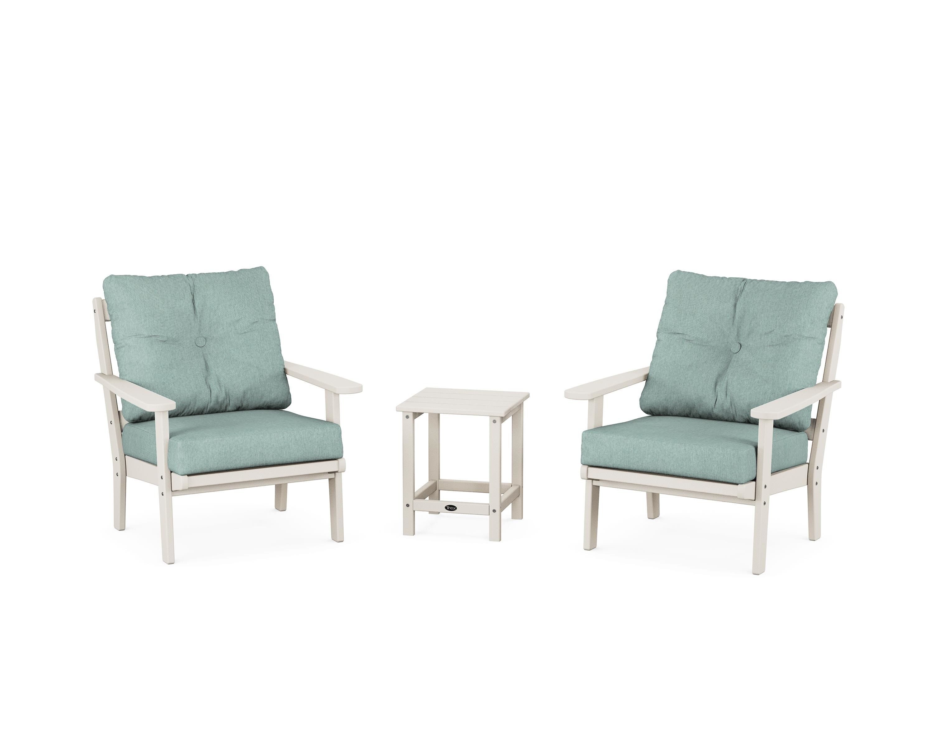 Trex Outdoor Furniture TXS2148-2-SC161130 3 -Piece Patio Conversation Set with Gray Cushions
