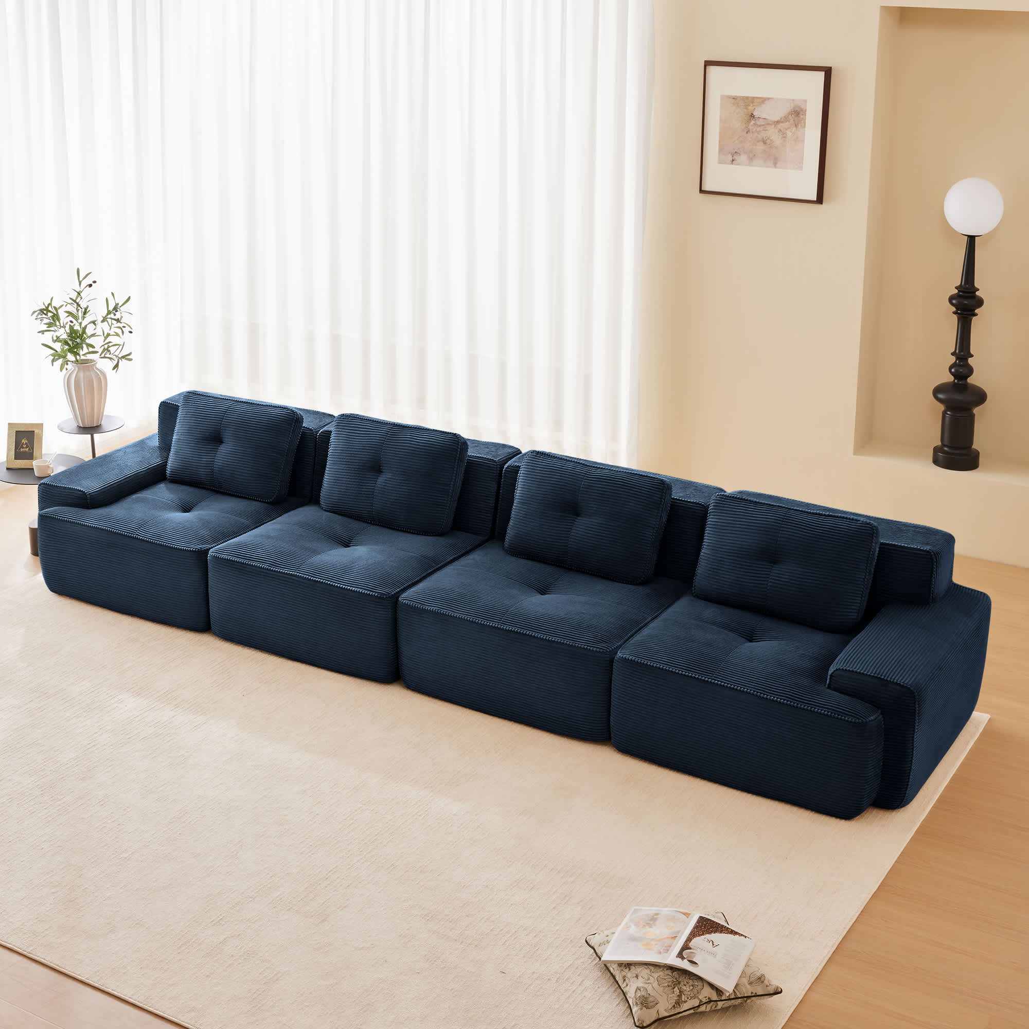Roomfitters 153 Inch Modular Sofa Oversized Corduroy 4 Seater No ...