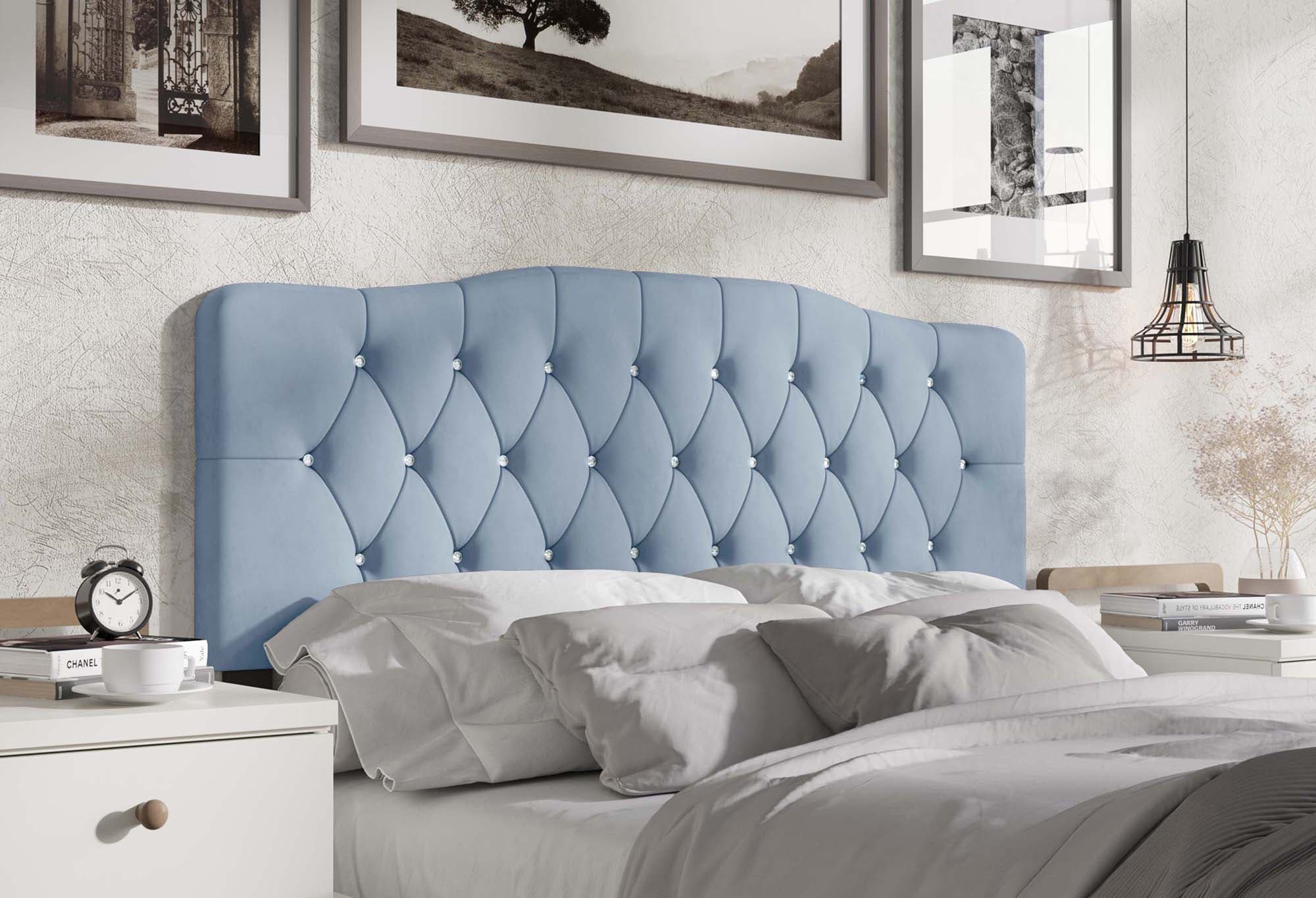 CasePiece C8373TUHB-LBL-VV Light Blue Twin Velvet Upholstered Headboard