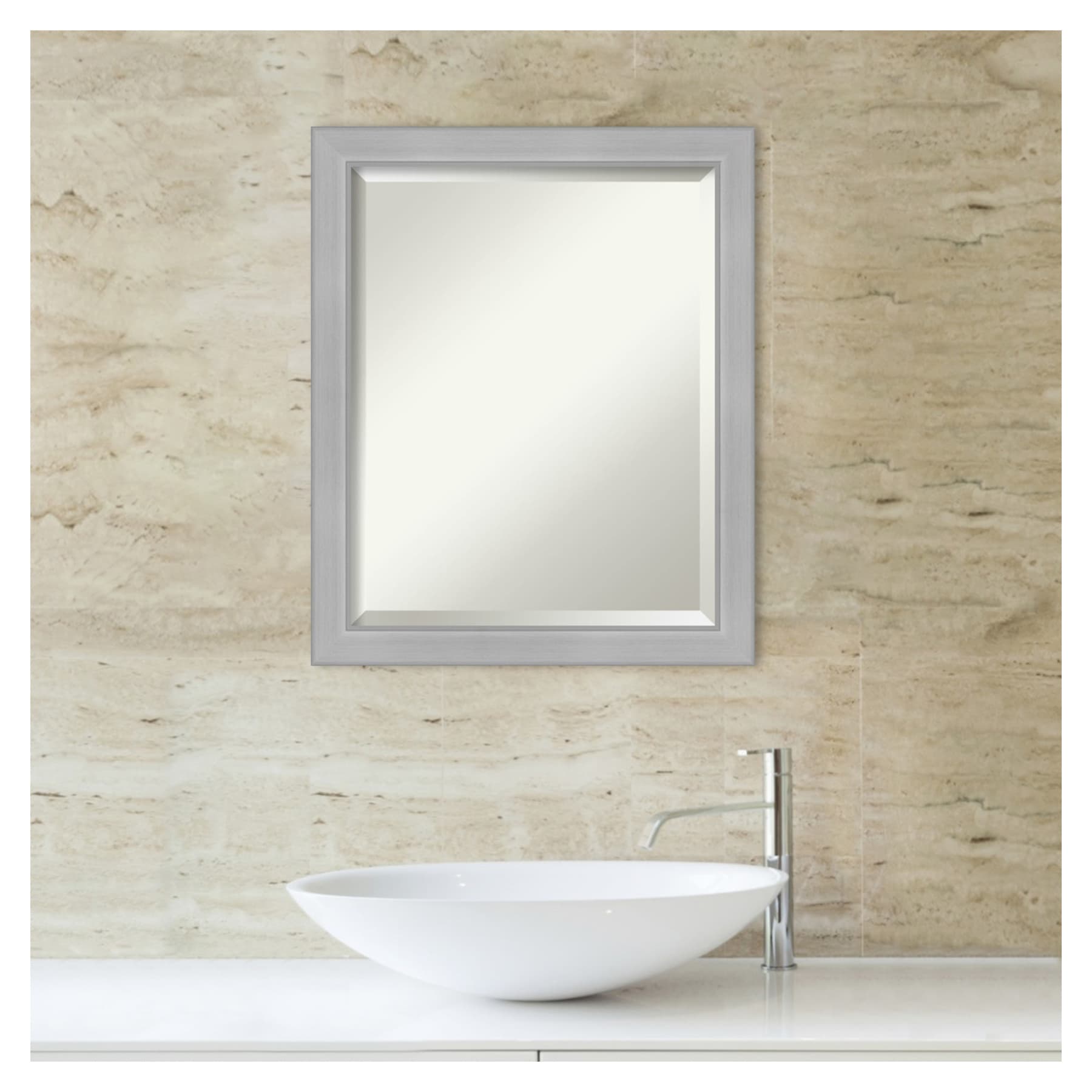 Vista Brushed Nickel 19" x 23" Rectangular Bathroom Vanity Wall Mirror