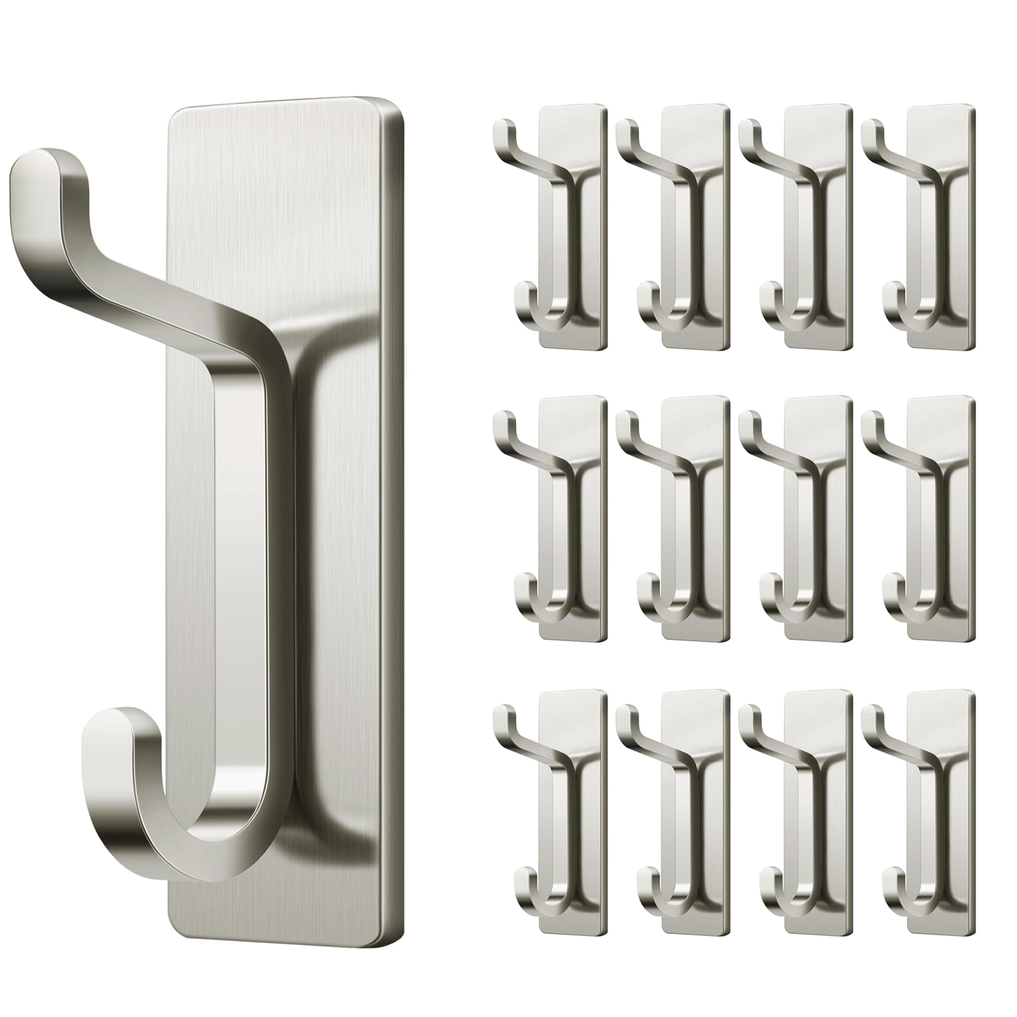 Aoibox - Strong Adhesive Wall Mount Coat Robe Towel Hook 12 Pack Holds 13 lb Stainless Steel in ...