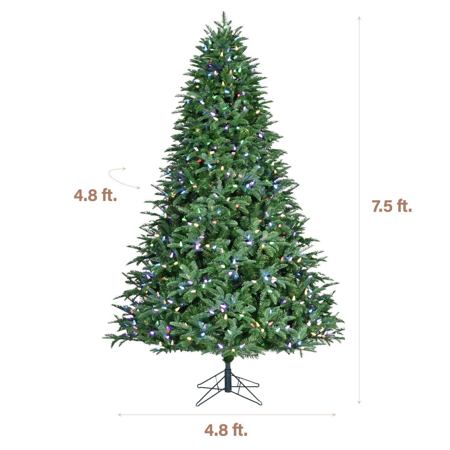 Fraser Hill Farm 7.5-ft Pine Artificial Christmas Tree with LED Lights ...