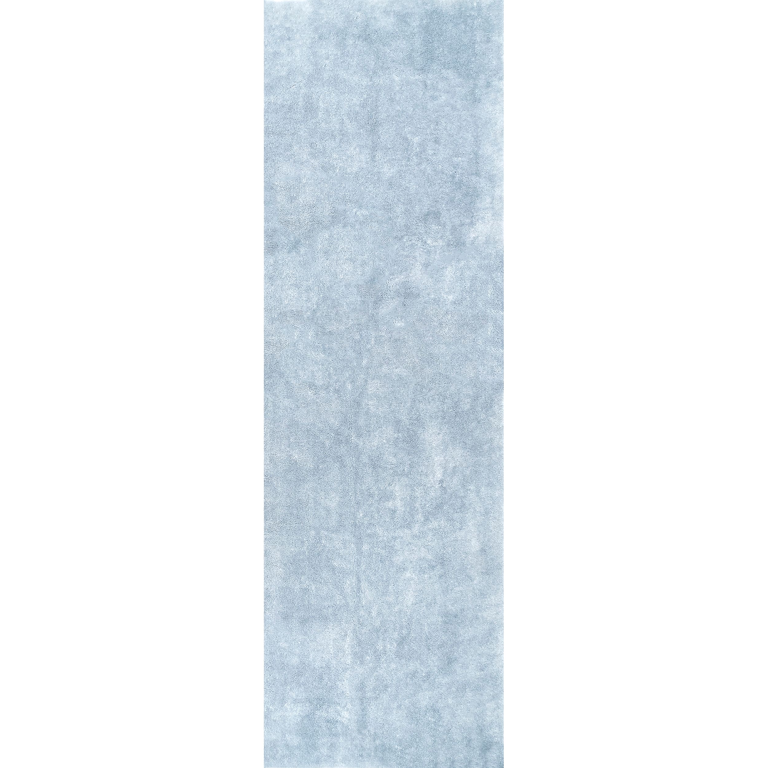 Loni Light Blue Plush Machine Washable Shag Runner Rug