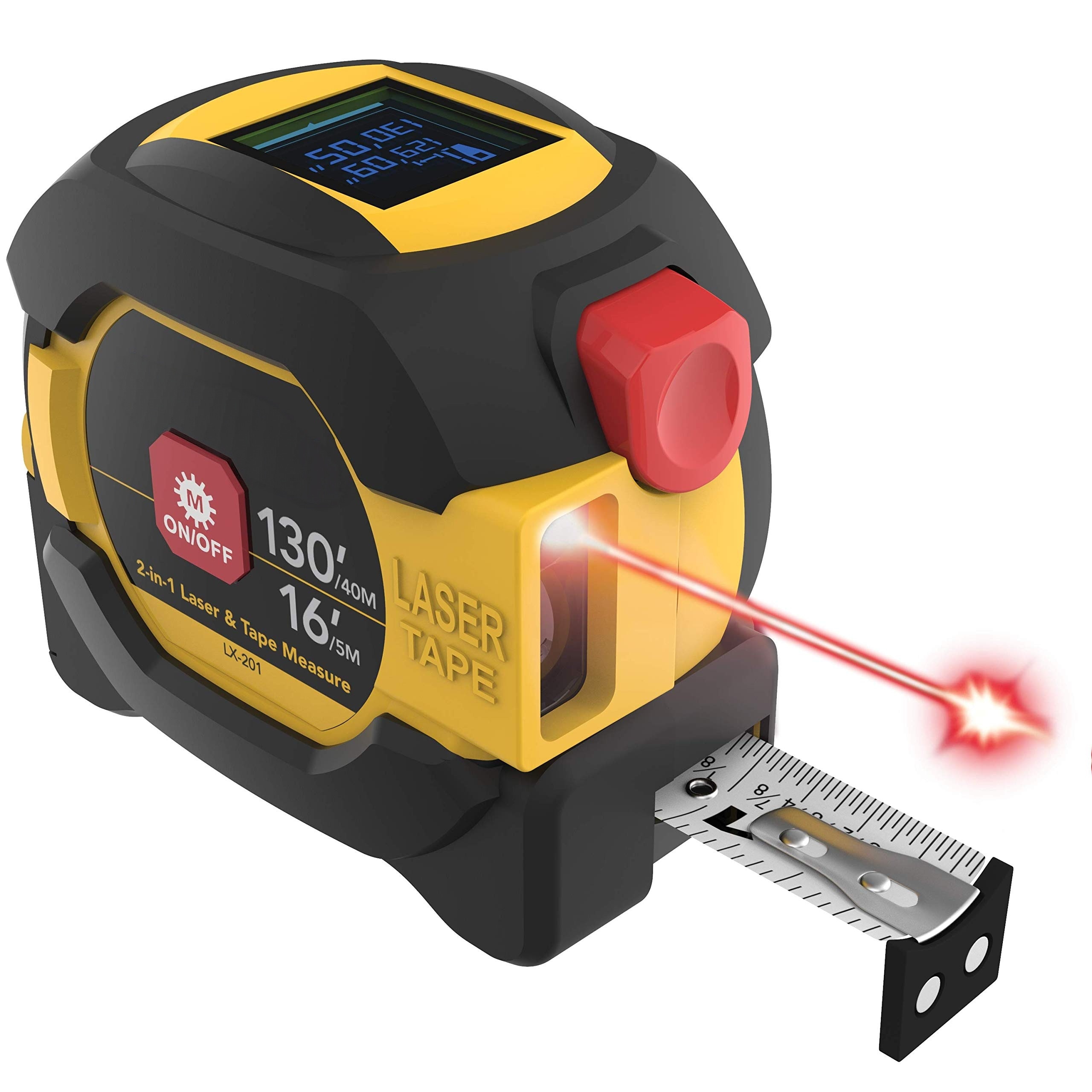 Digital 2 in 1 Laser Distance Meter and Measuring Tape 130ft Laser Range Finder with Backlit LCD Screen 16ft Auto Lock Tape #LS11Y7P