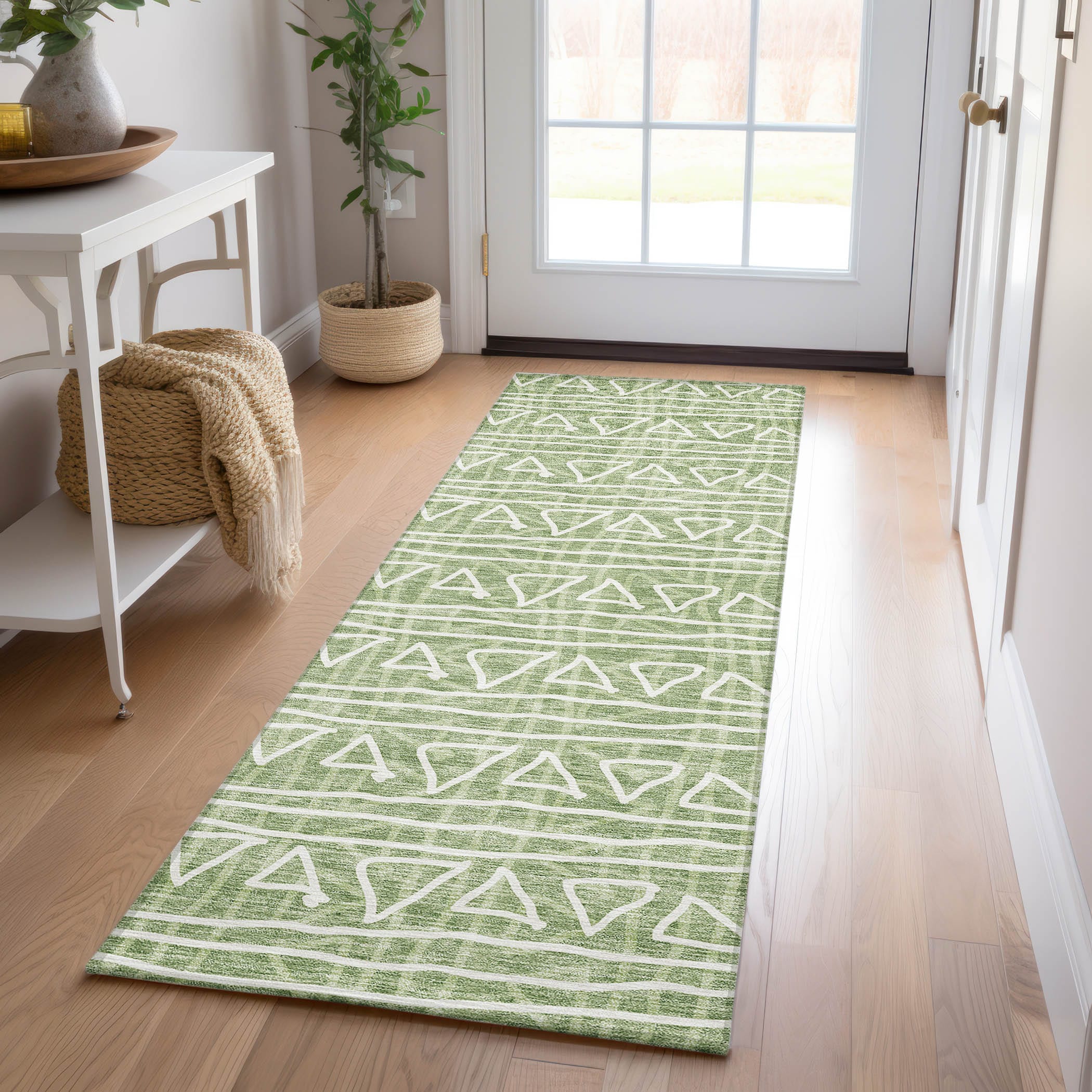 Addison Rugs ACN730GE2X8 Chantille ACN730GE 2 x 7 (ft) Polyester Green Rectangular Indoor/Outdoor Geometric Machine washable Area rug