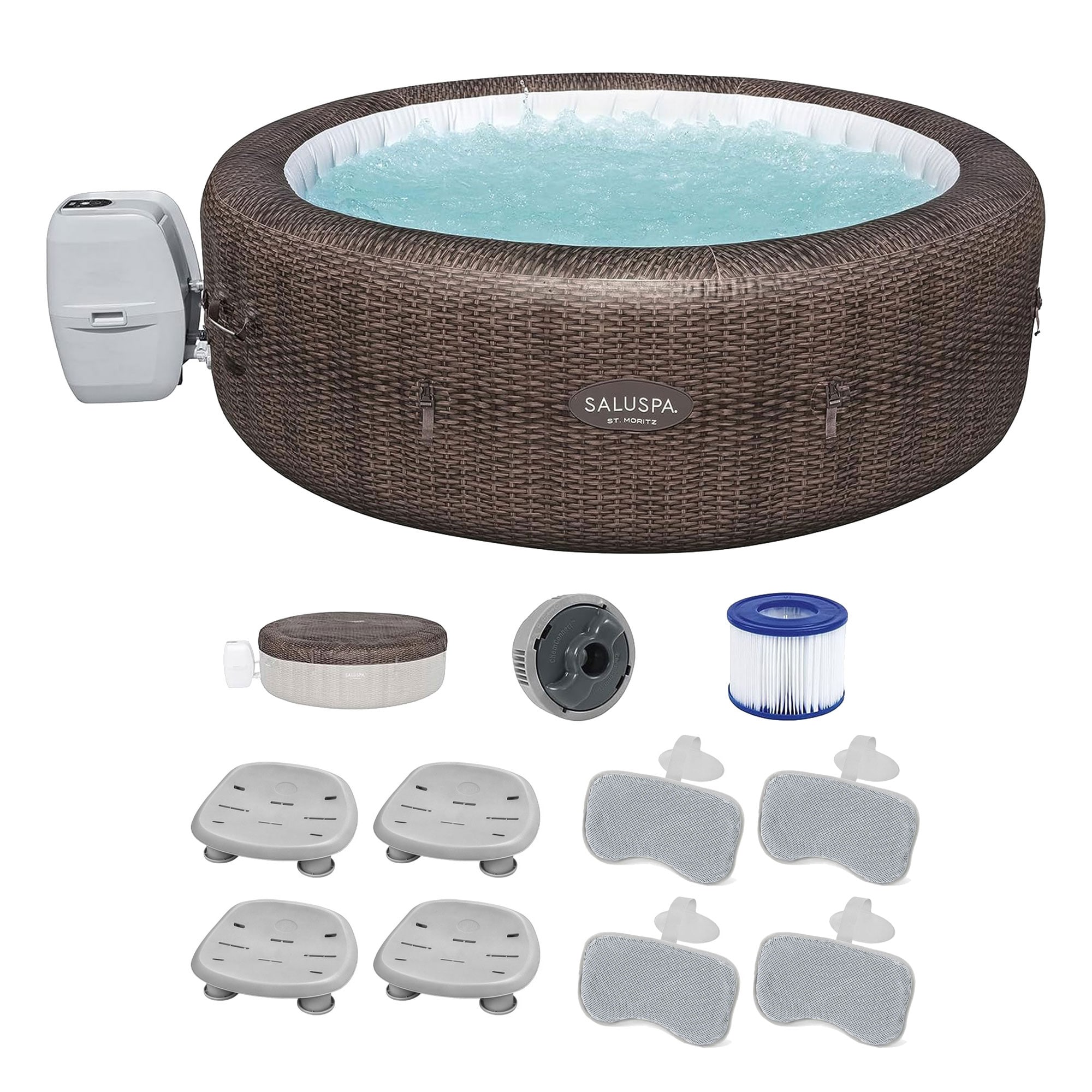Bestway 396367 SaluSpa 180 Jet 7 -Person Inflatable Round Hot Tub (Cover Included)