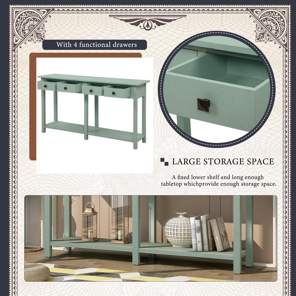 CASAINC Rustic Tiffany Blue Console Table at Lowes.com