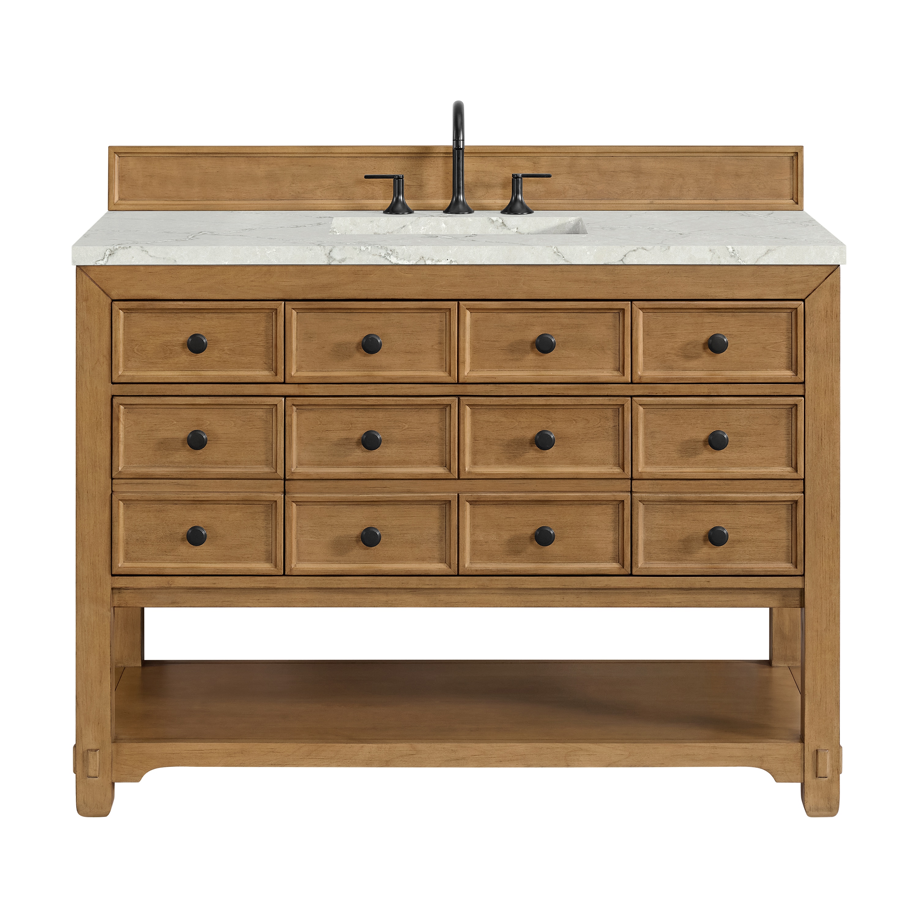 James Martin Vanities 505-V48-AMB-3VSL Malibu 48-in Amber Birch Undermount Single Sink Bathroom Vanity with Victorian Silver Quartz Top