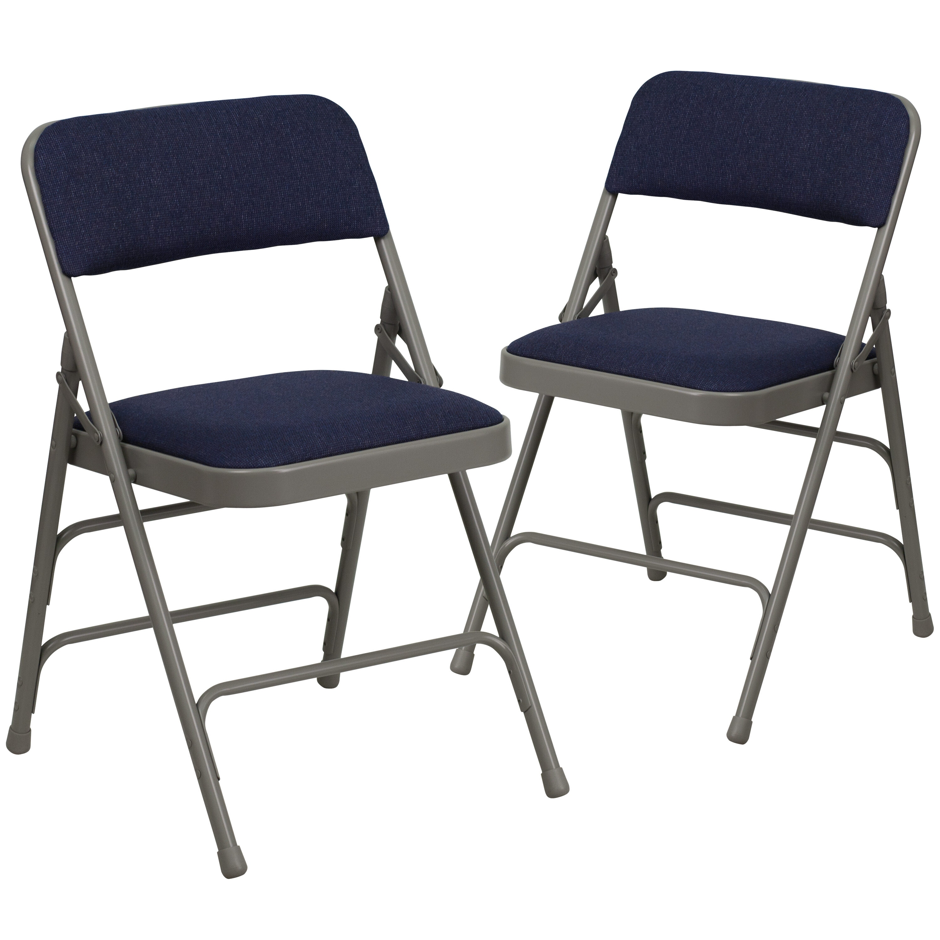 Flash Furniture 889142417323 2 -Pack Navy Fabric/Gray Frame Commercial/Residential Standard Folding Chair with Upholstered Seat ( Indoor )