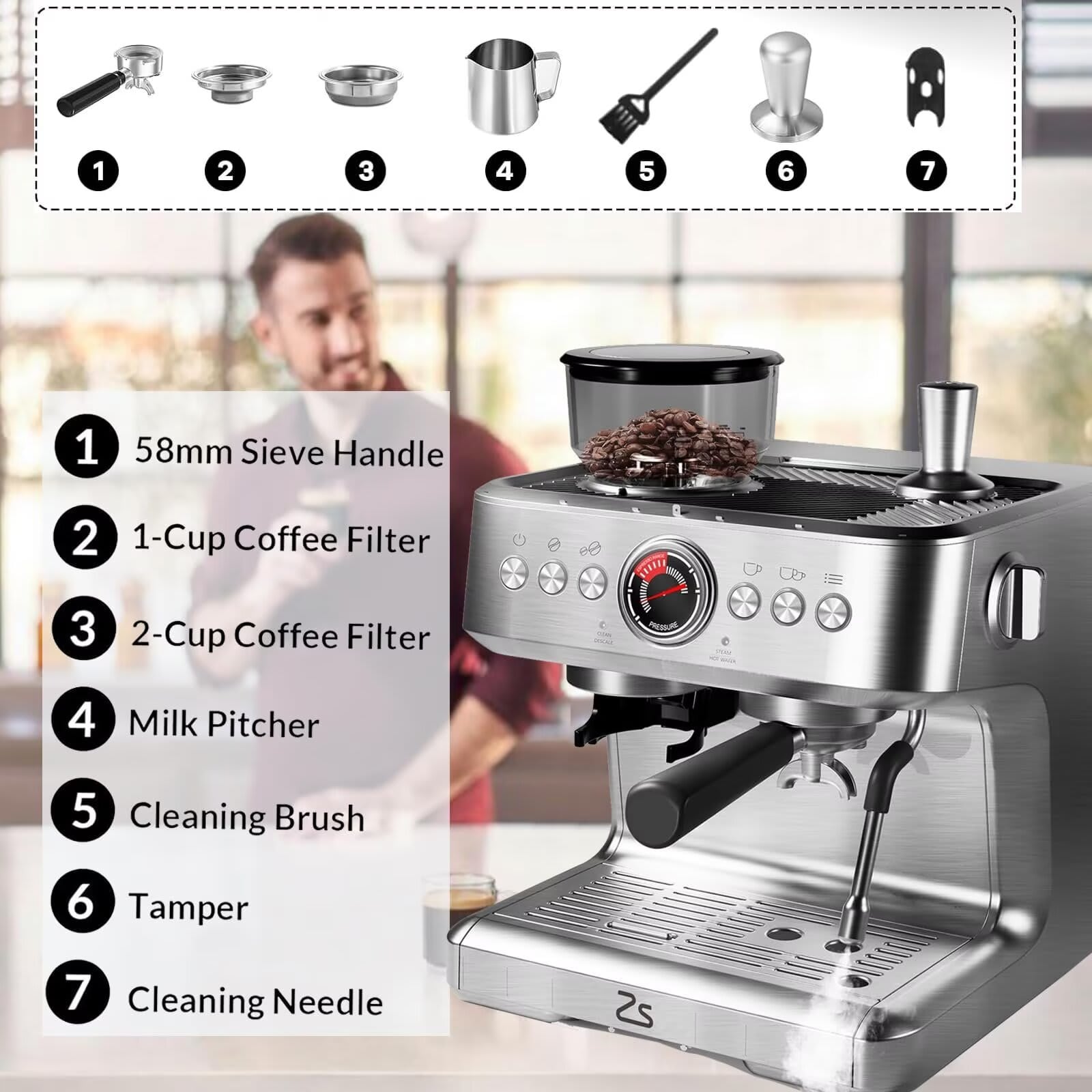 Qeetex JXNAG-PHO-13FTMM3J Espresso-Machines - View #3