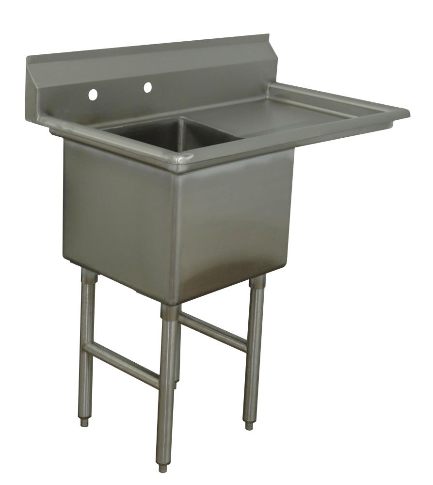 Advance Tabco FC-1-1818-18R 24-in x 38.5-in 1-Basin Steel Freestanding Laundry Sink with Drain with Faucet
