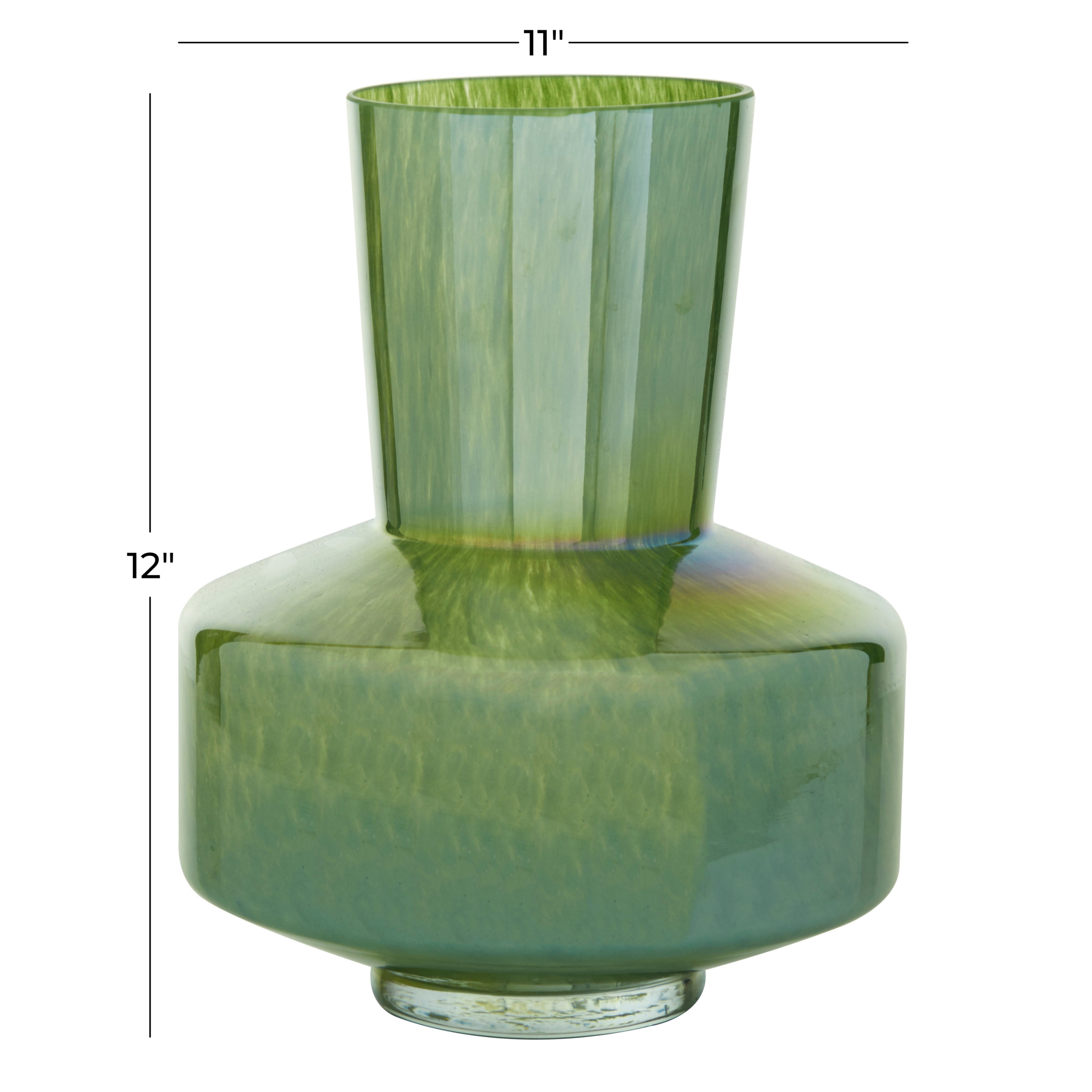 12'' Green Glass Abstract Table Vase