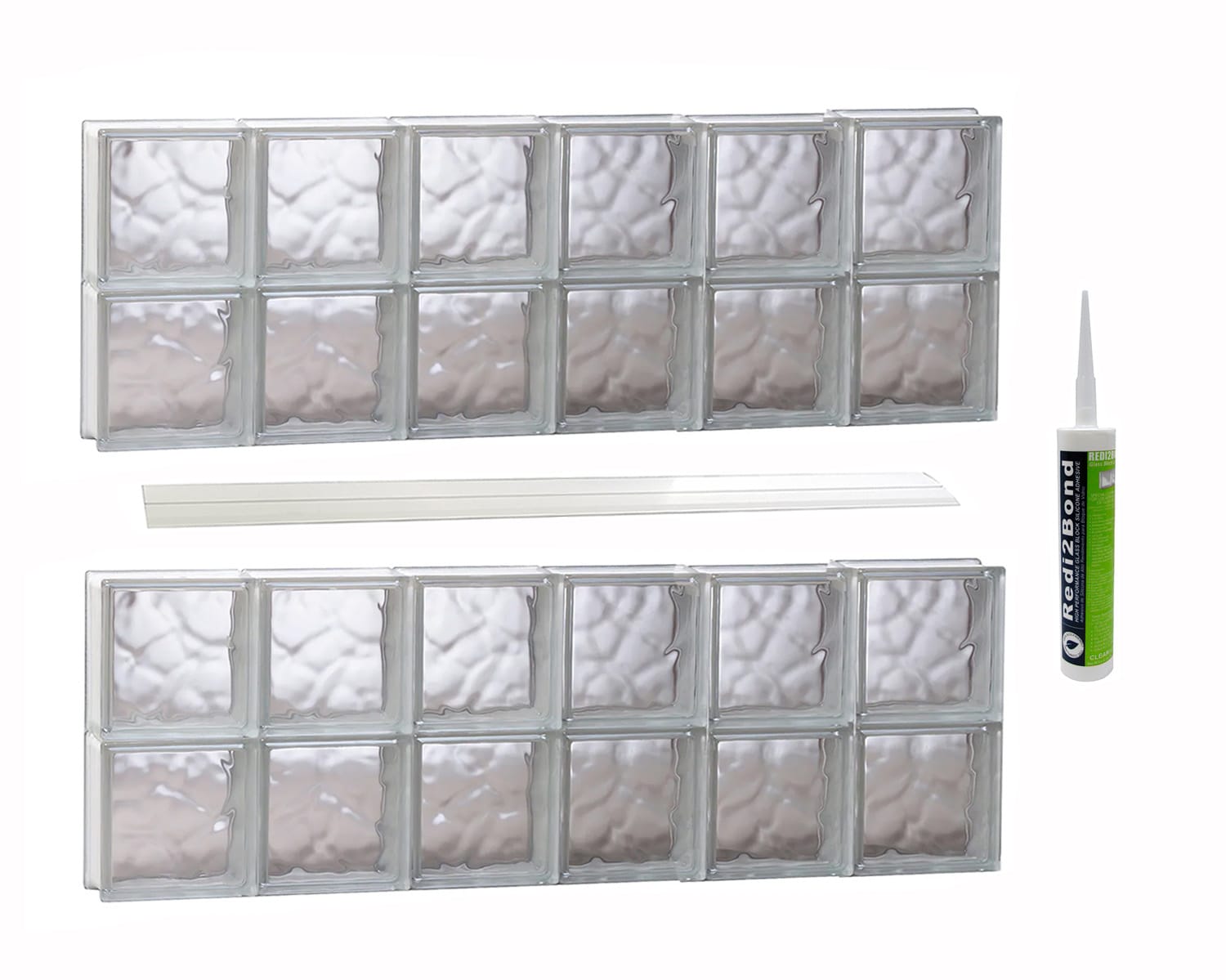 REDI2SET S4832DC Wavy Glass 46-1/2-in x 31-in Frameless Replacement Glass Block Window