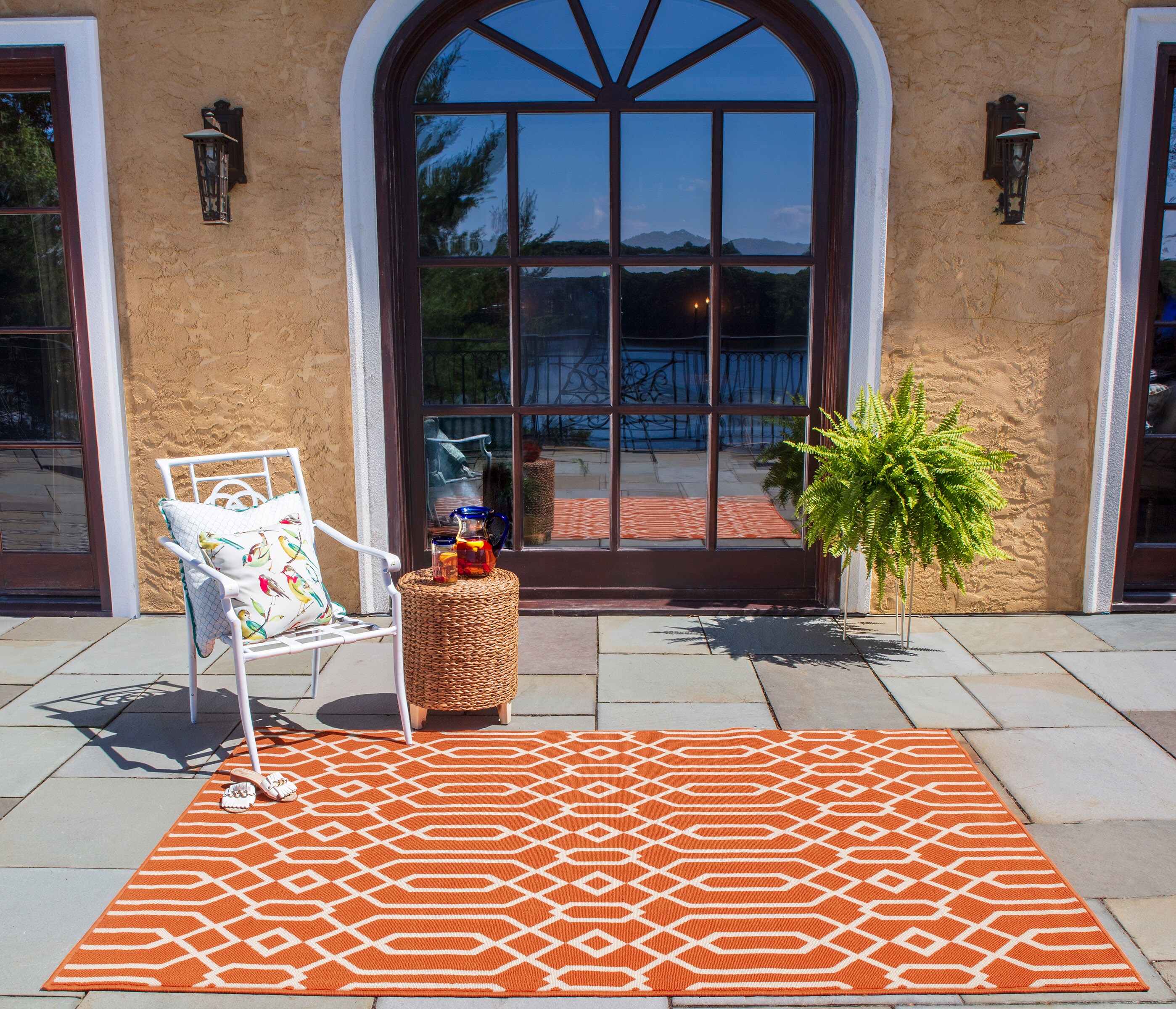 Momeni BAJA0BAJ-3ORG2376 Baja 2 x 7 (ft) Polypropylene Orange Rectangular Indoor/Outdoor Trellis Runner rug