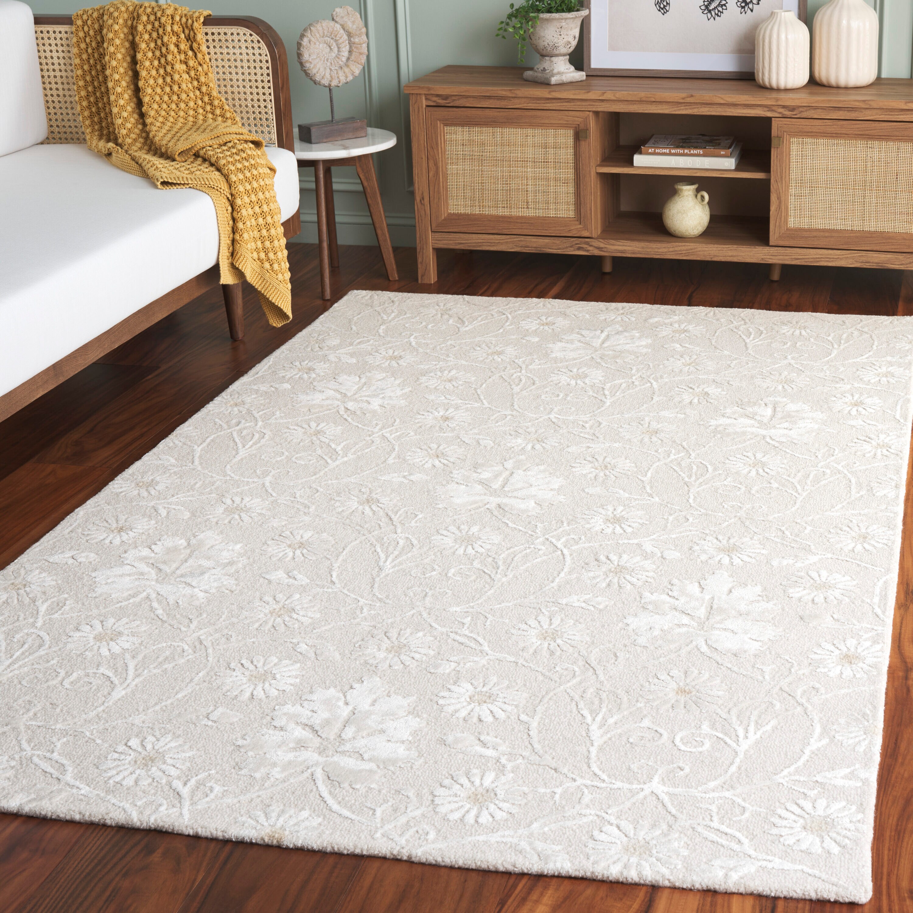 Glamour 610 Ivory Country Floral 4ft x 6ft Small Rectangle Rug