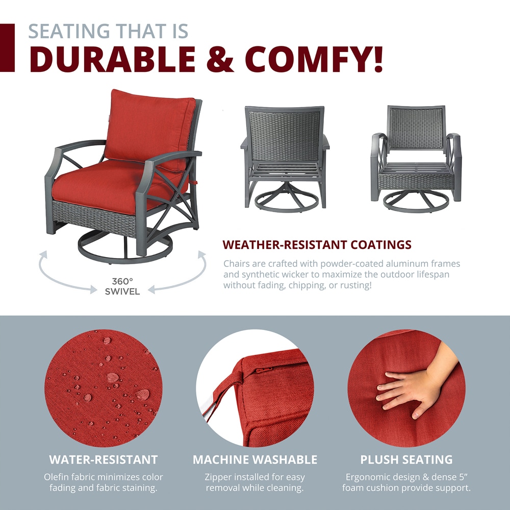 Kinger Home FP-005TGRY-SET-RED Patio-Conversation-Sets - View #6