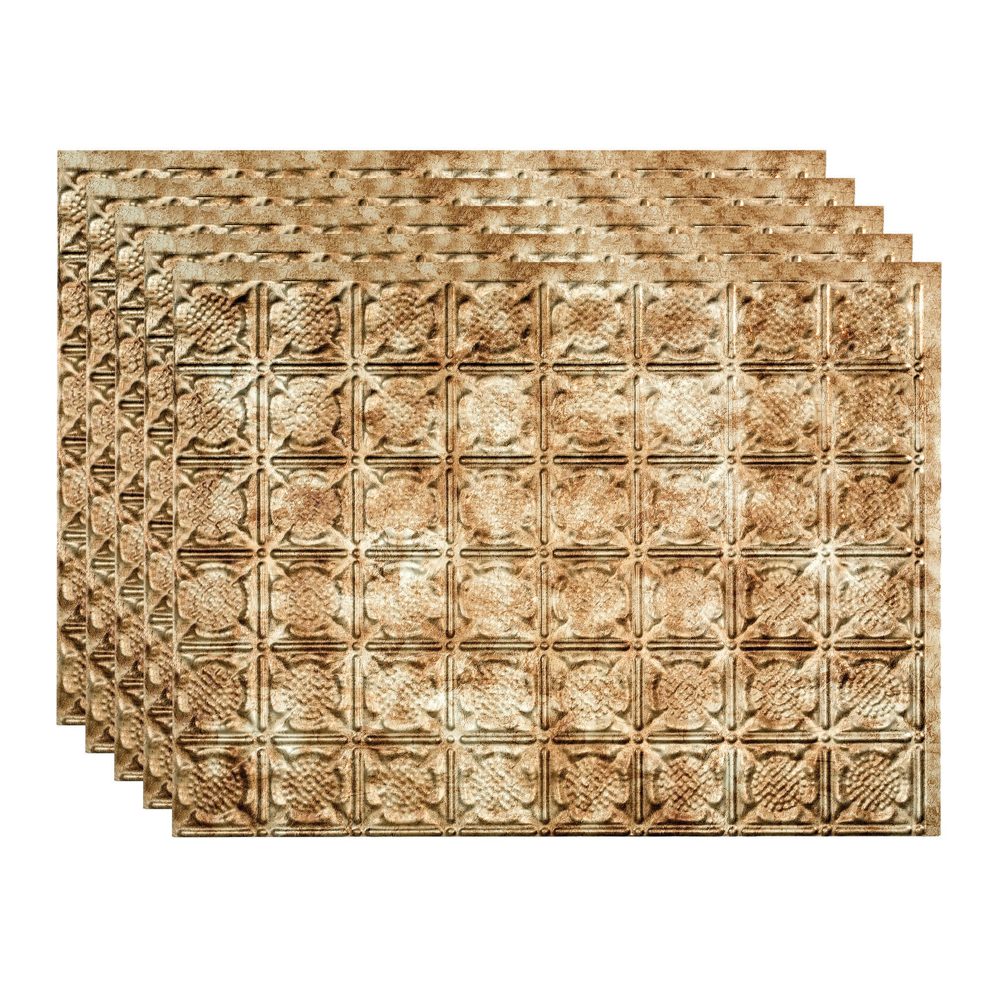 Fasade PB5617 Traditional 6 18.25-in x 24.25-in Vinyl Bermuda Bronze Backsplash Panels 5.0 -Pack