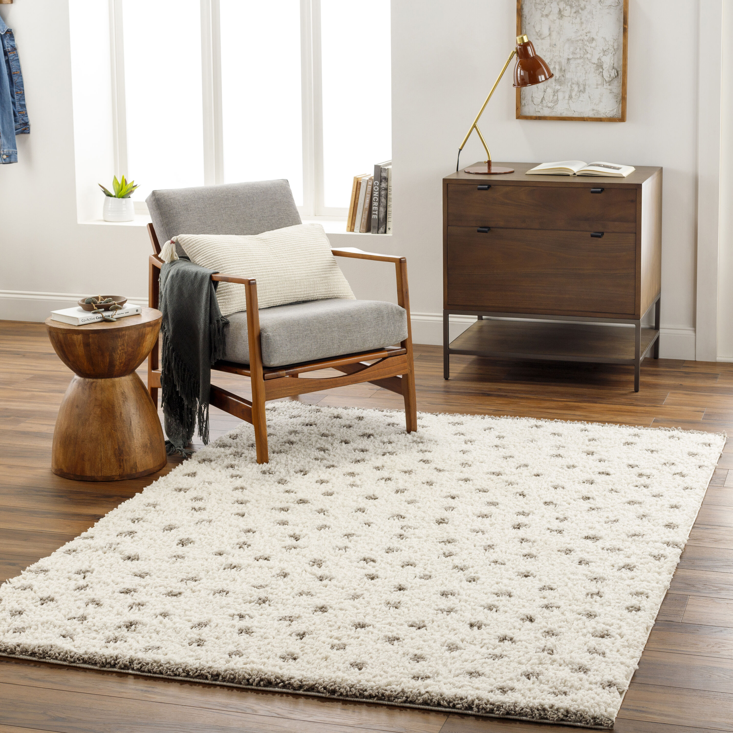 Livabliss BMM2302-679 Birmingham 6 x 9 (ft) Polyester Taupe/Cream Rectangular Indoor Mid-Century Modern Area rug