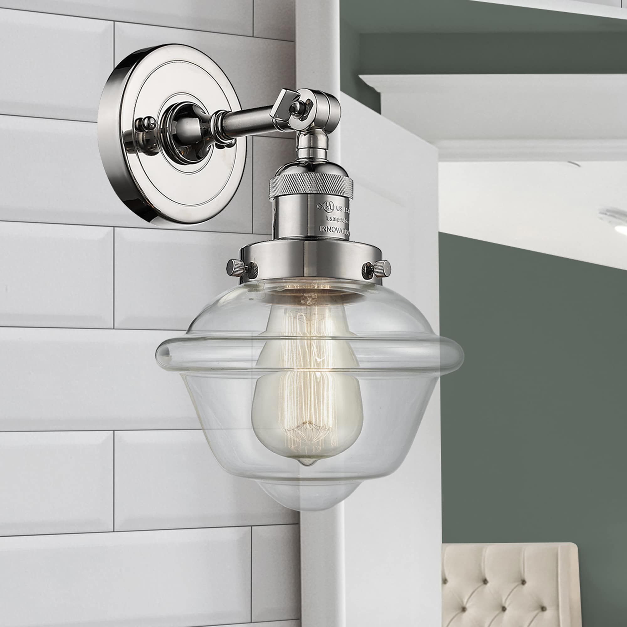 Innovations Lighting 203-PN-G532 Oxford 7.5-in W 1 -Light Polished Nickel Wall Sconce